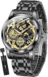 OLEVS Mens Watch Chronograph Luxury Diamond Dress Business Analog Quartz Wrist Watches Stainless Steel Waterproof Luminous