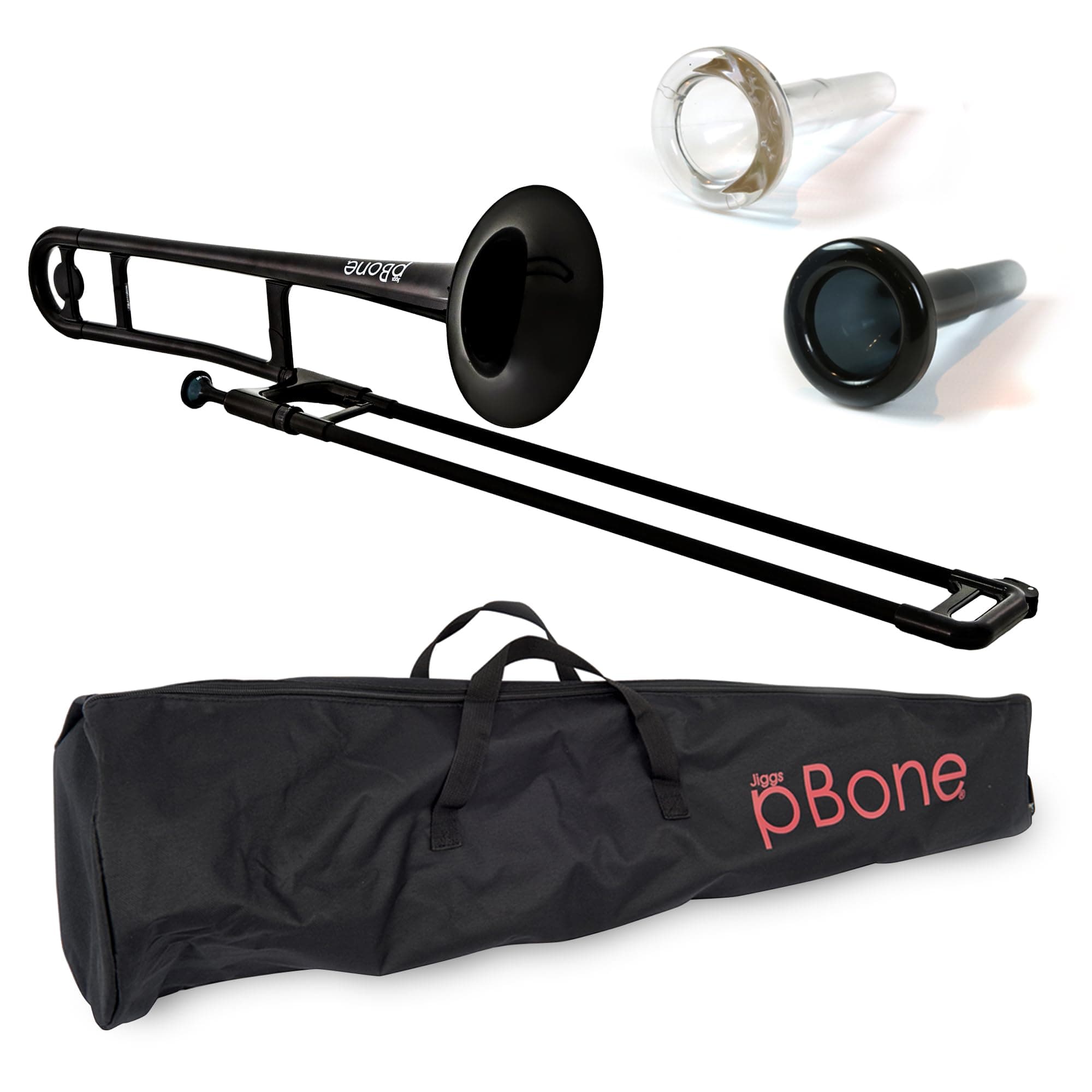 pBone Bb Plastic Trombone - Lightweight pInstruments Design with Ergonomic Grip - Includes Mouthpieces & Carrying Bag - Authentic Bb Sound for Students & Beginners - Durable ABS - Black