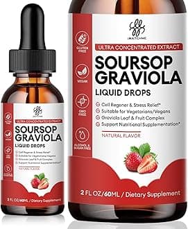 iMATCHME Soursop Graviola Liquid Drop, Soursop Bitters Liquid, Natural Soursop Leaves & Fruit Complex for Overall Wellness, Sugar/Caffeine/Gluten Free, Strawberry Flavor, 2 Fl Oz