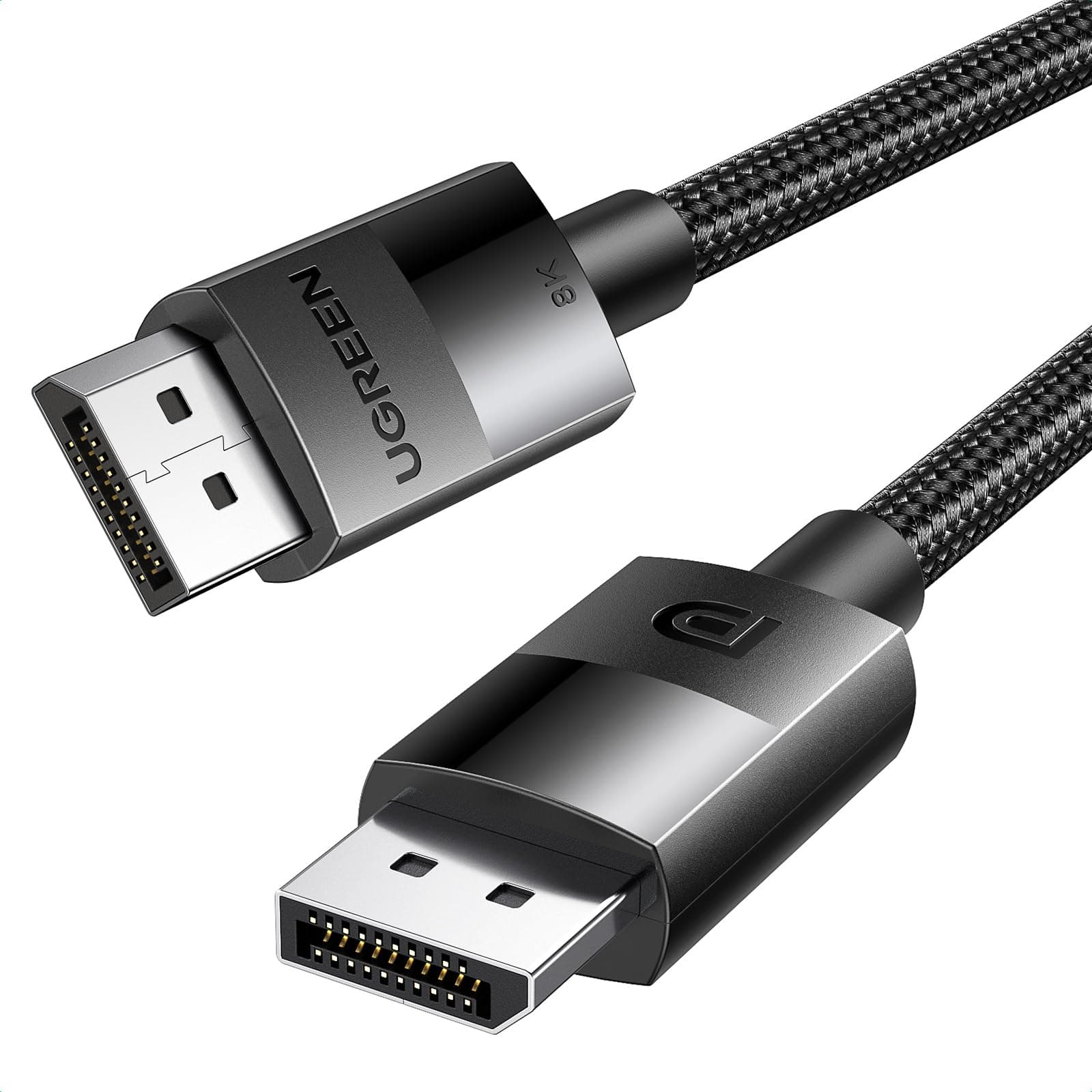 UGREEN 8K DisplayPort Cable 1.4, DP to DP 1M, 8K@60Hz/4K@165Hz/2K@240Hz/1080P@240Hz, for Gaming Monitor/Graphics Card/PC, Support 3D/HDCP/HDR/G-SYNC/Free-SYNC, Male to Male Nylon Braided Cable-1Meter