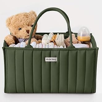 Blissful Diary Baby Diaper Caddy Basket, Stylish Baby Diaper Caddy Organizer, Storage Basket for Diapers - Baby Gift Registry for Newborn Baby Shower List and Baby Must Haves Essentials - Deep Green