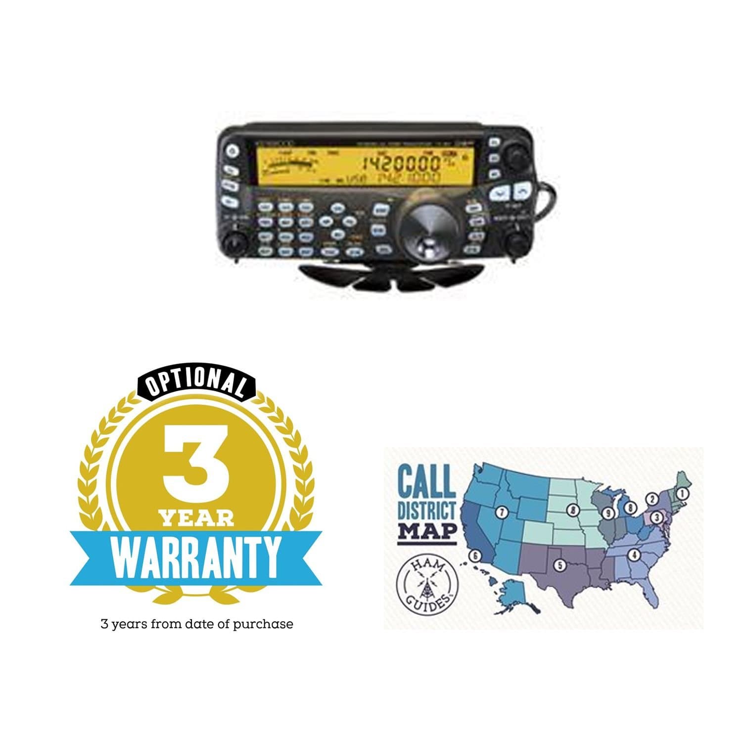 Bundle - 2 Items: Kenwood TS-480SAT & Ham Guides TM Quick Reference Card - 3 Year Warranty