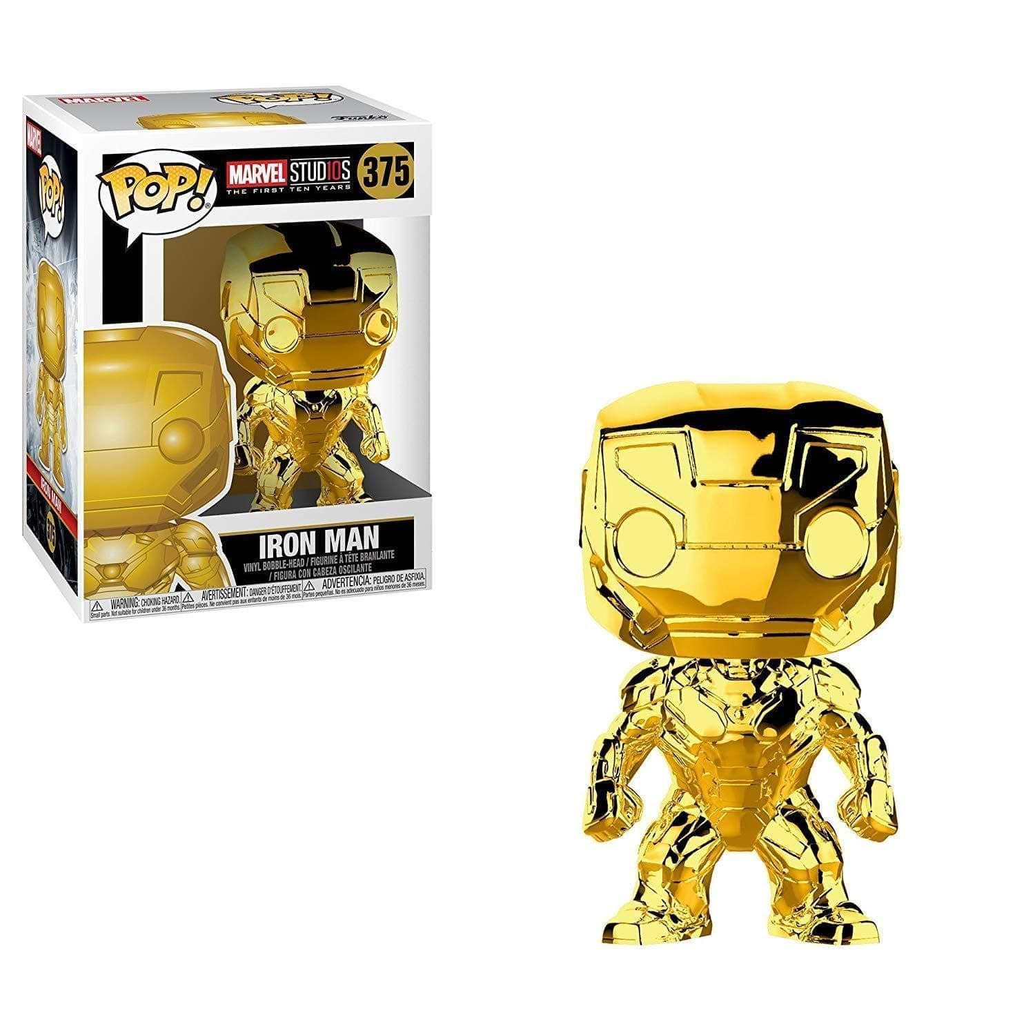 FunkoPOP! Bobble: Marvel: Marvel Studios 10: Iron Man - (Chrome) - Collectable Vinyl Figure - Gift Idea - Official Merchandise - Toys for Kids & Adults - Movies Fans - Model Figure for Collectors