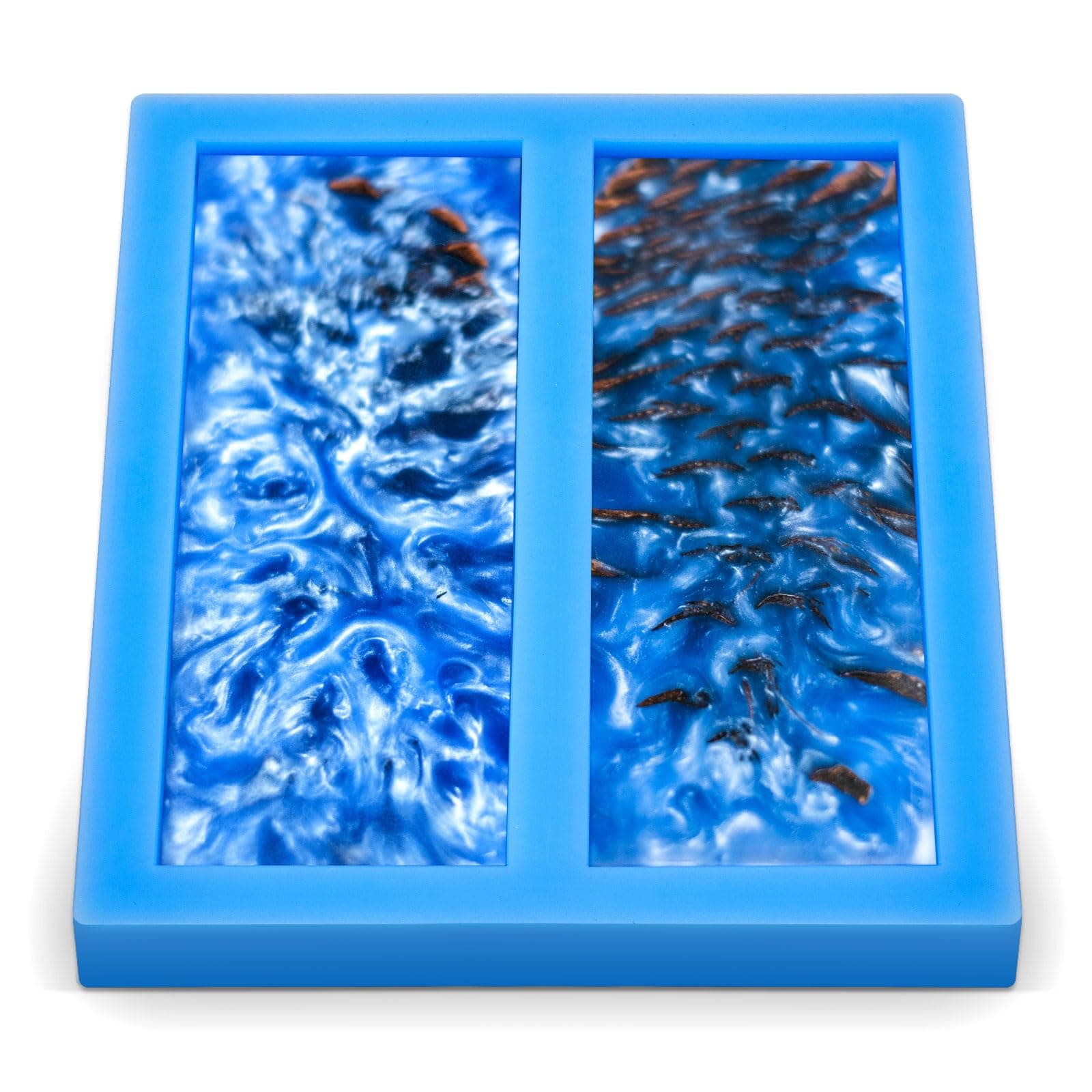 TesscoDouble Cavity Silicone Knife Scale Mold Casting Resin Knife Mold for Bottle Stopper DIY Craft Making Supplies, 0.4 x 2 x 6 Inches, Blue