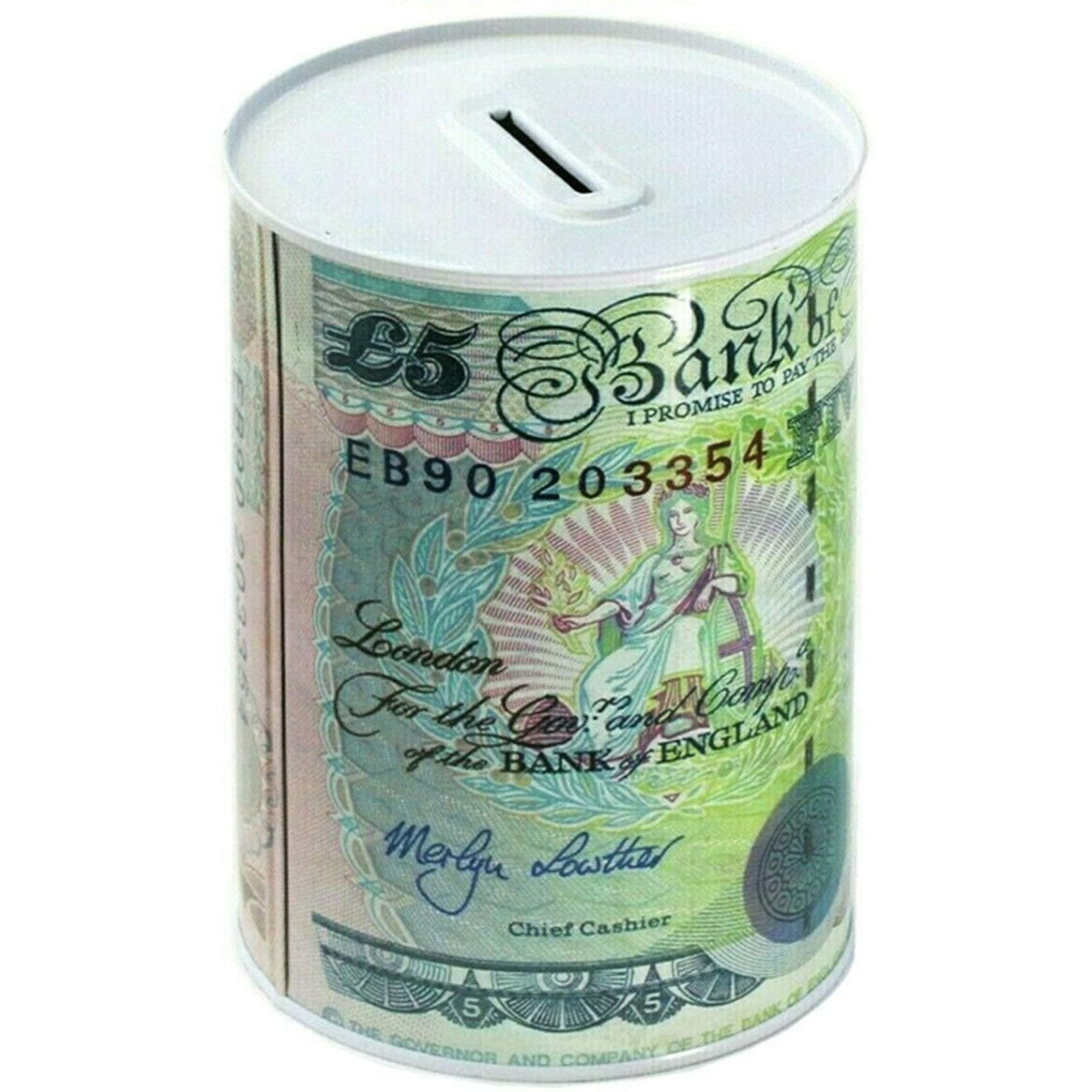 POUND NOTES £ Design Money Coin Box Tin Savings Printed BANKNOTE Kids GIFT Cash Small Medium Large Piggy Bank Adults Charity £5, £10, £20, £50 Multicolour UK FREE P&P (£5, SMALL (10.2cm x 15cm)