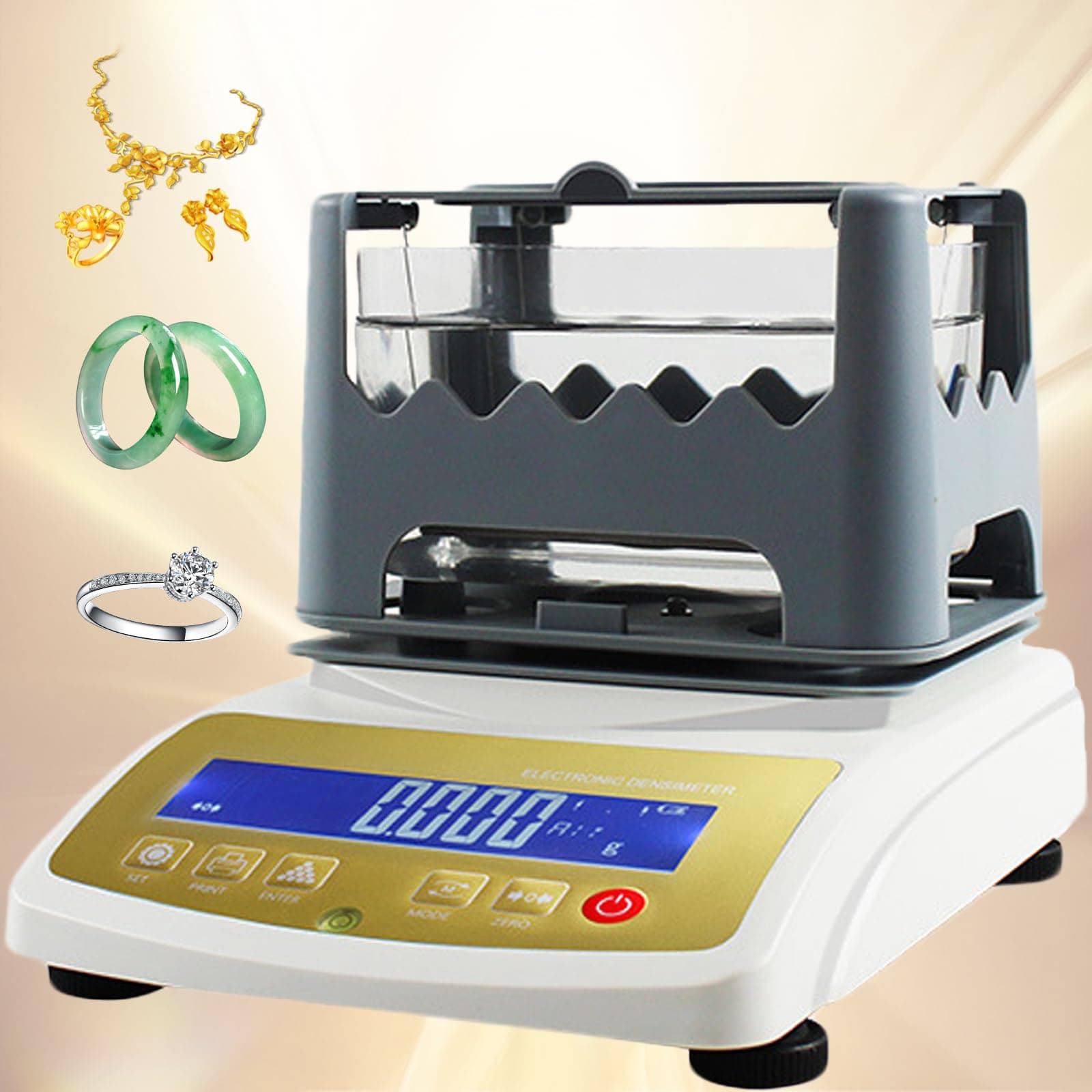 Digital Gold Purity Analyzer Meter ，K Value Tester & Density Meter for Gold Silver，Precious Metal Testing Machine ，Jewelry Tools，Electronic Purity Content Detector (WLD-300K)