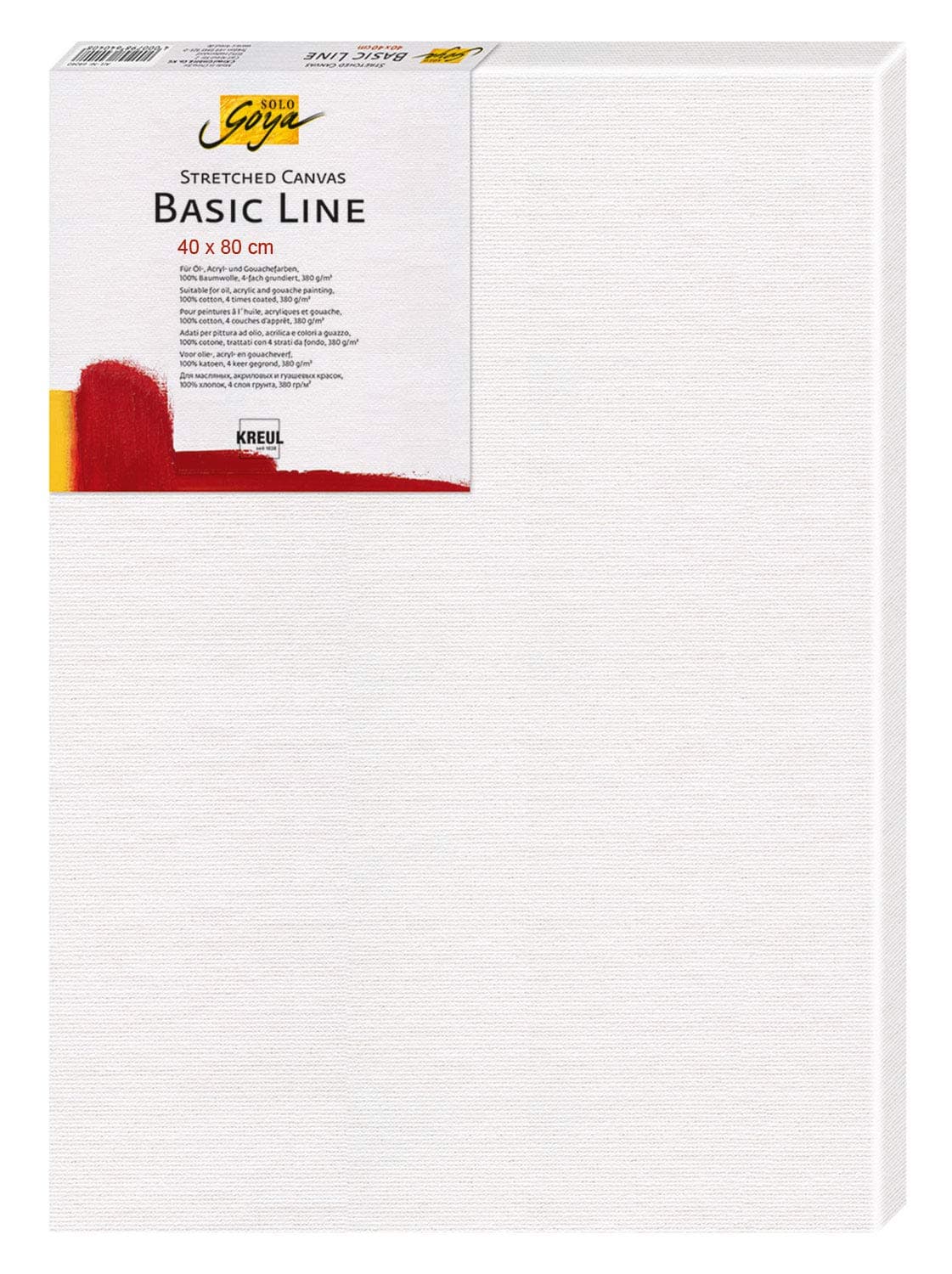 Kreul Solo Goya 64080 Stretched Canvas Basic Line Stretcher Frame Approx. 40 x 80 cm with Cotton Canvas 4 Primed Ideal for Oil, Acrylic and Gouache Colours
