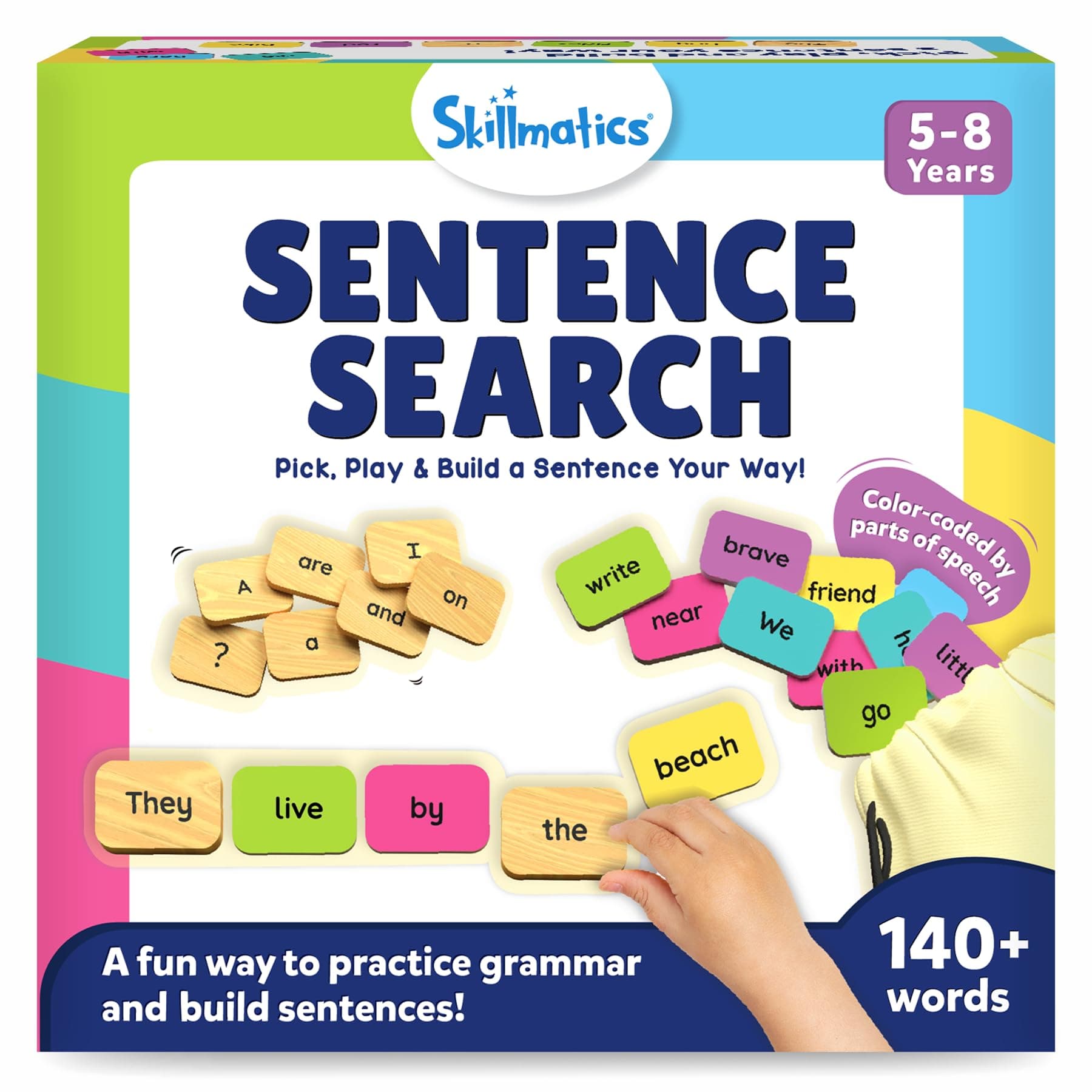 Educational Board Game - Sentence Search, Fun Learning Toys and Games for Kids, Sentence Building Activity, Creative Word Play, 120+ Tiles (1.3 x 1 Inches), Gifts for Ages 5, 6, 7, 8
