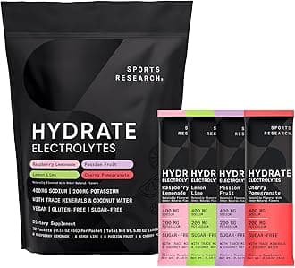 Hydrate Electrolytes Powder Packets - Sugar-Free & Naturally Flavored with Vitamins, Minerals, and Coconut Water - Supports Hydration - 32 Packets - Variety Pack