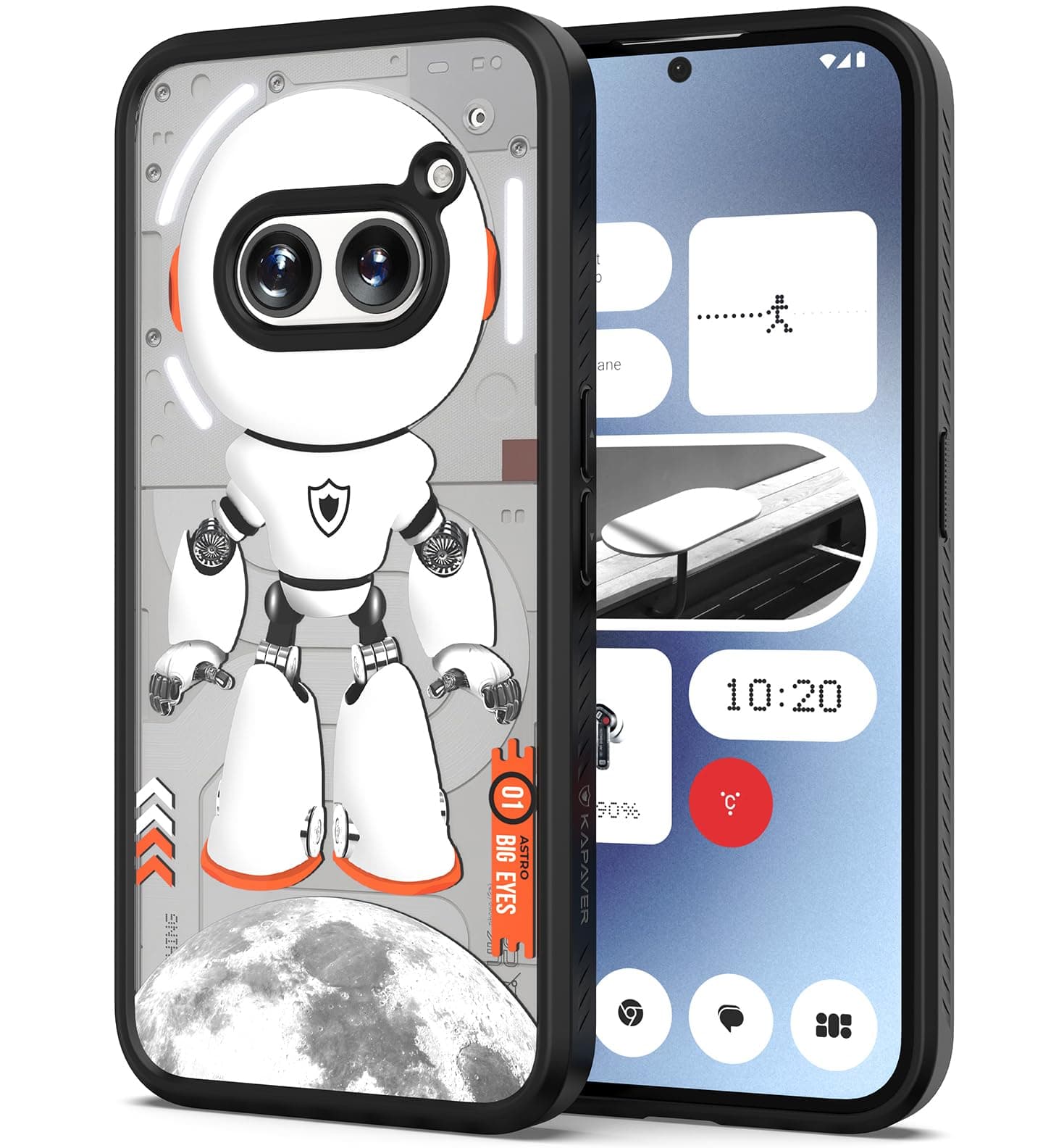 KAPAVER Thermoplastic Polyurethane Astro Big Eyes Back Cover Case For Nothing Phone 2A 5G / Nothing Phone 2A Plus 5G (Astro Black)