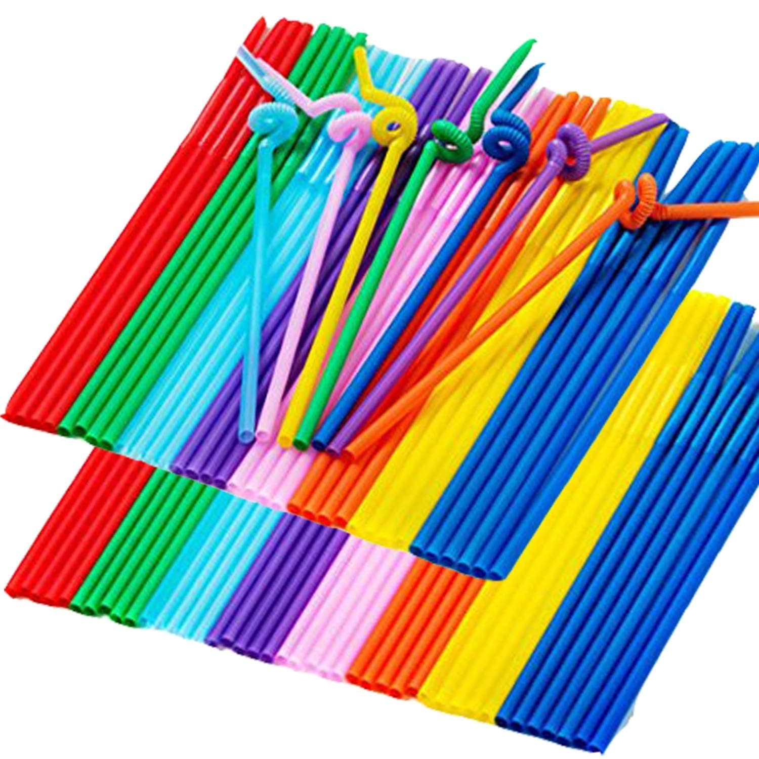 200 Pcs Disposable Drinking Straws, Colorful Long Flexible Bendy Party Fancy Straws12.8inch Extra Long Straws Party Decorations