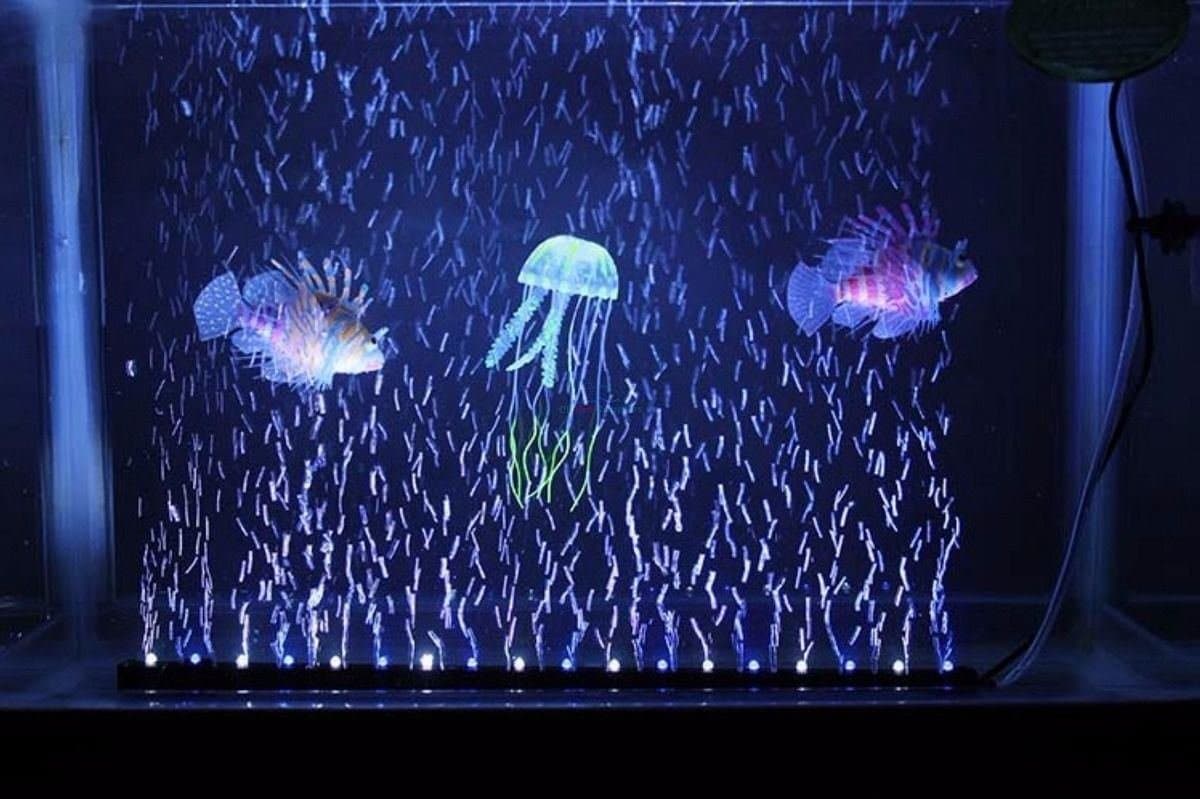 Blue & White LED Air Bubble Strip Light for 20" Aquarium Fish Tank Submersible