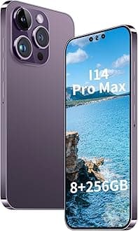 XUANMEIKEUnlocked Phone A14 PROMAX Smartphone 8GB+256GB Cell Phone 24MP+50MP Camera Pixels 6800mAh Battery for Extended Standby 6.7 inch HD Screen Mobile Phone 5G Dual SIM (Purple)