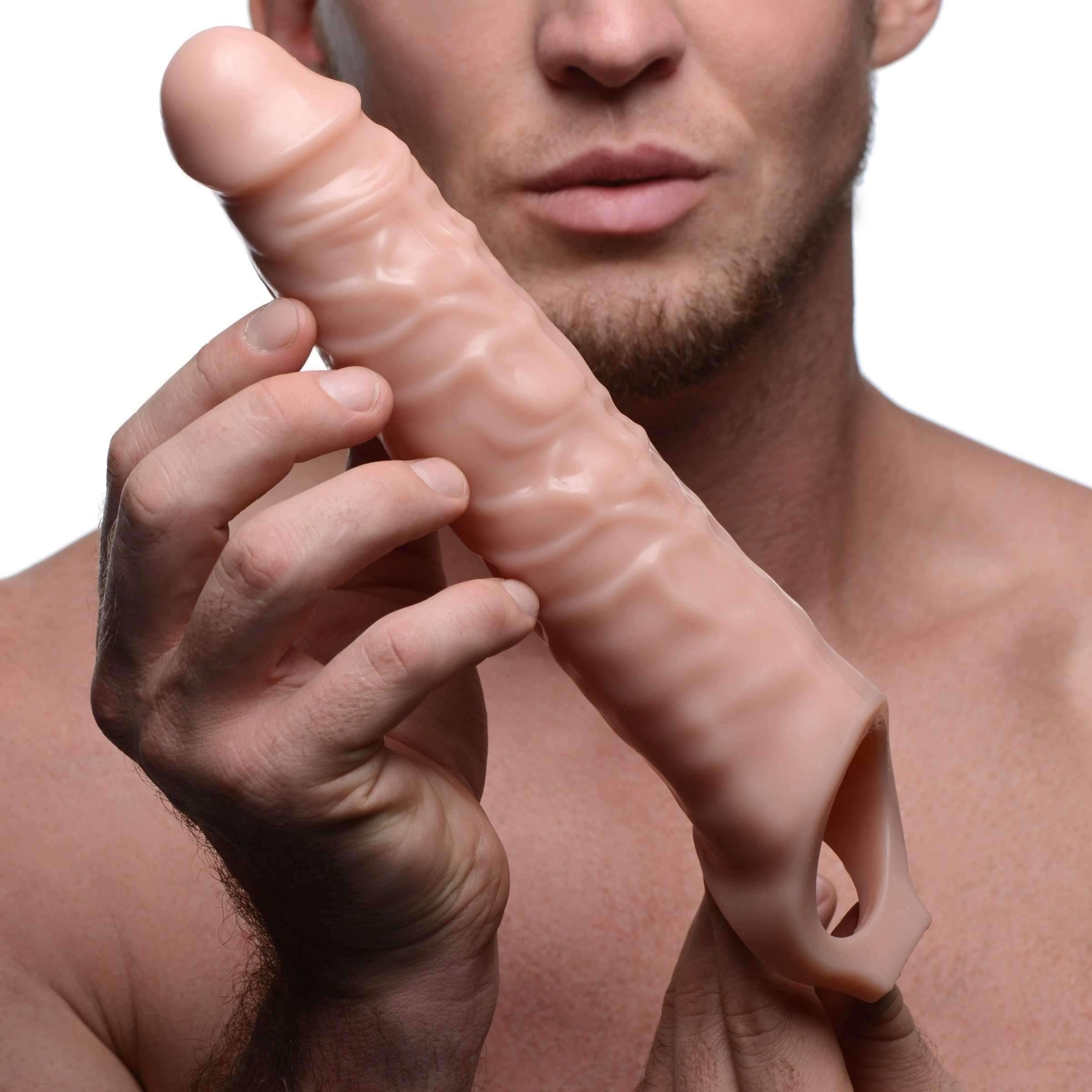 Size Matters 3" Penis Extender Sleeve Flesh – Realistic Cock Extension, 10.75" Length, Girth Enhancer for Men, Adult Sex Toy for Couples