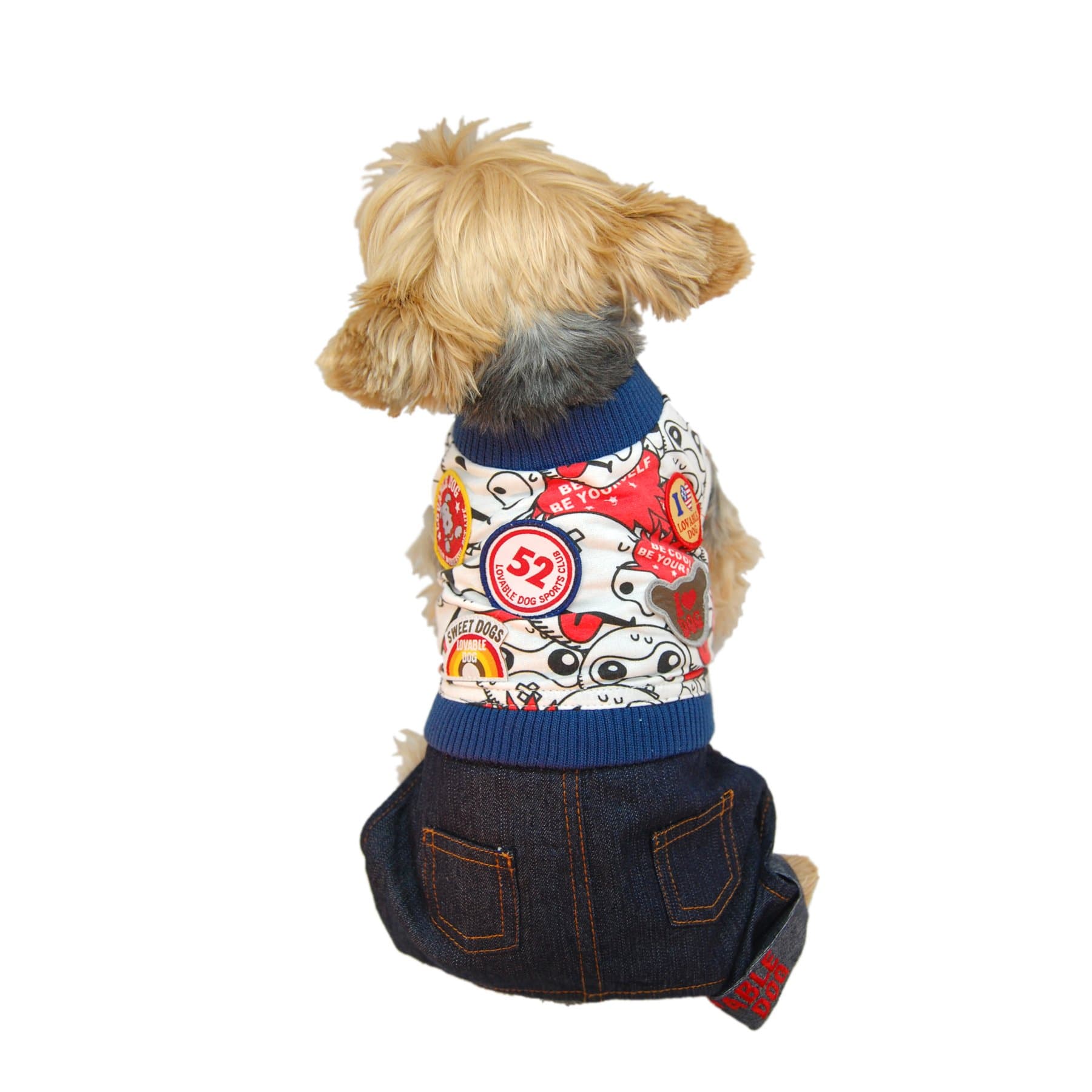 Red Overall with Shirt Top for Pets, Large