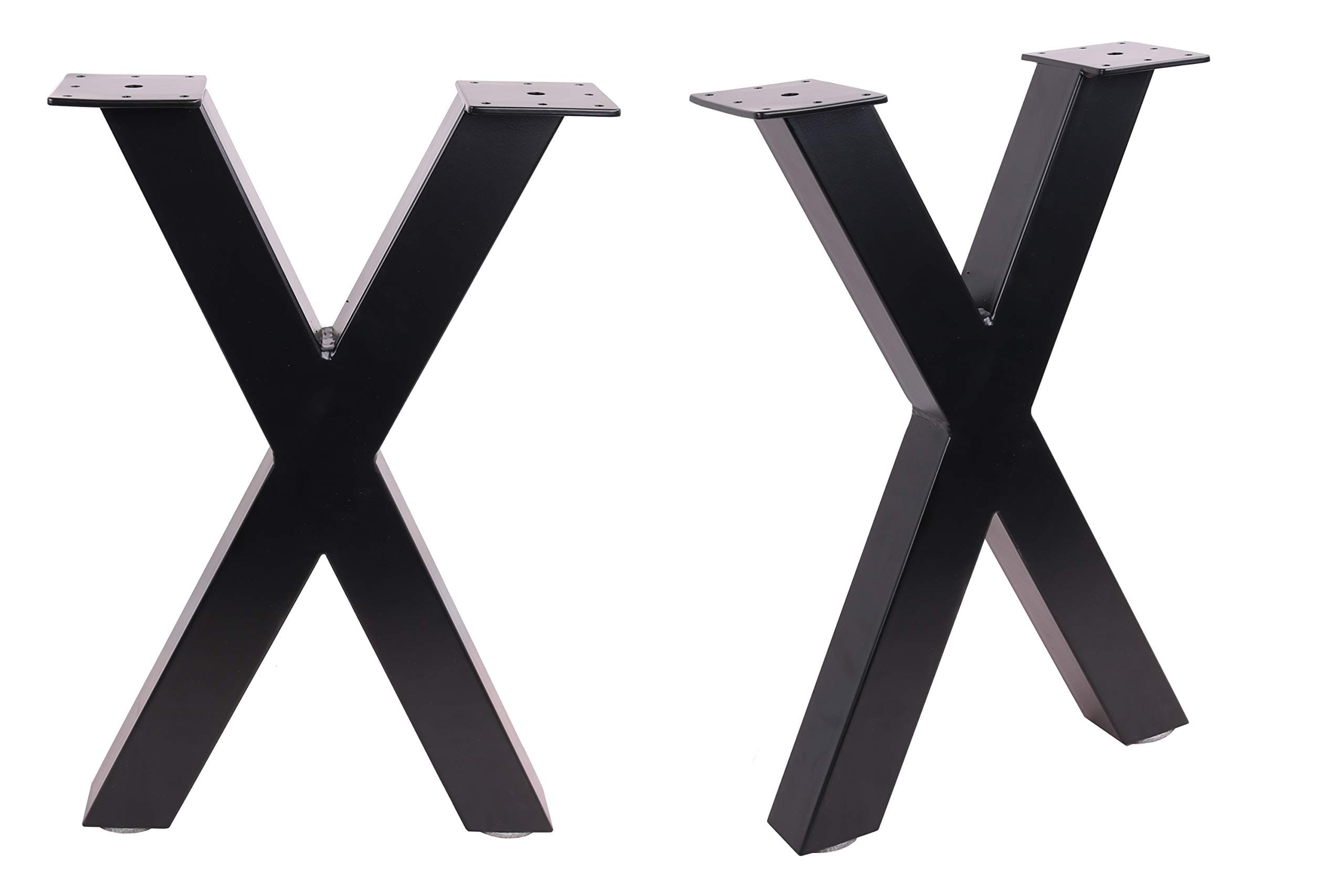 18" Dining Bench Legs, X-Shaped Steel Table Legs - Set of 2, Black
