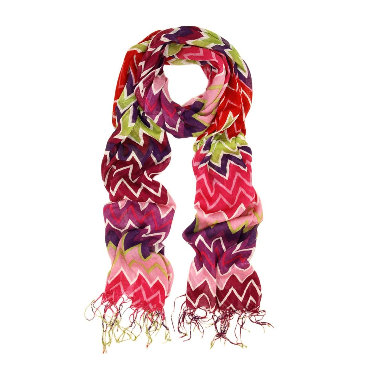 Multi Color Long Zig Zag Fringe Scarf