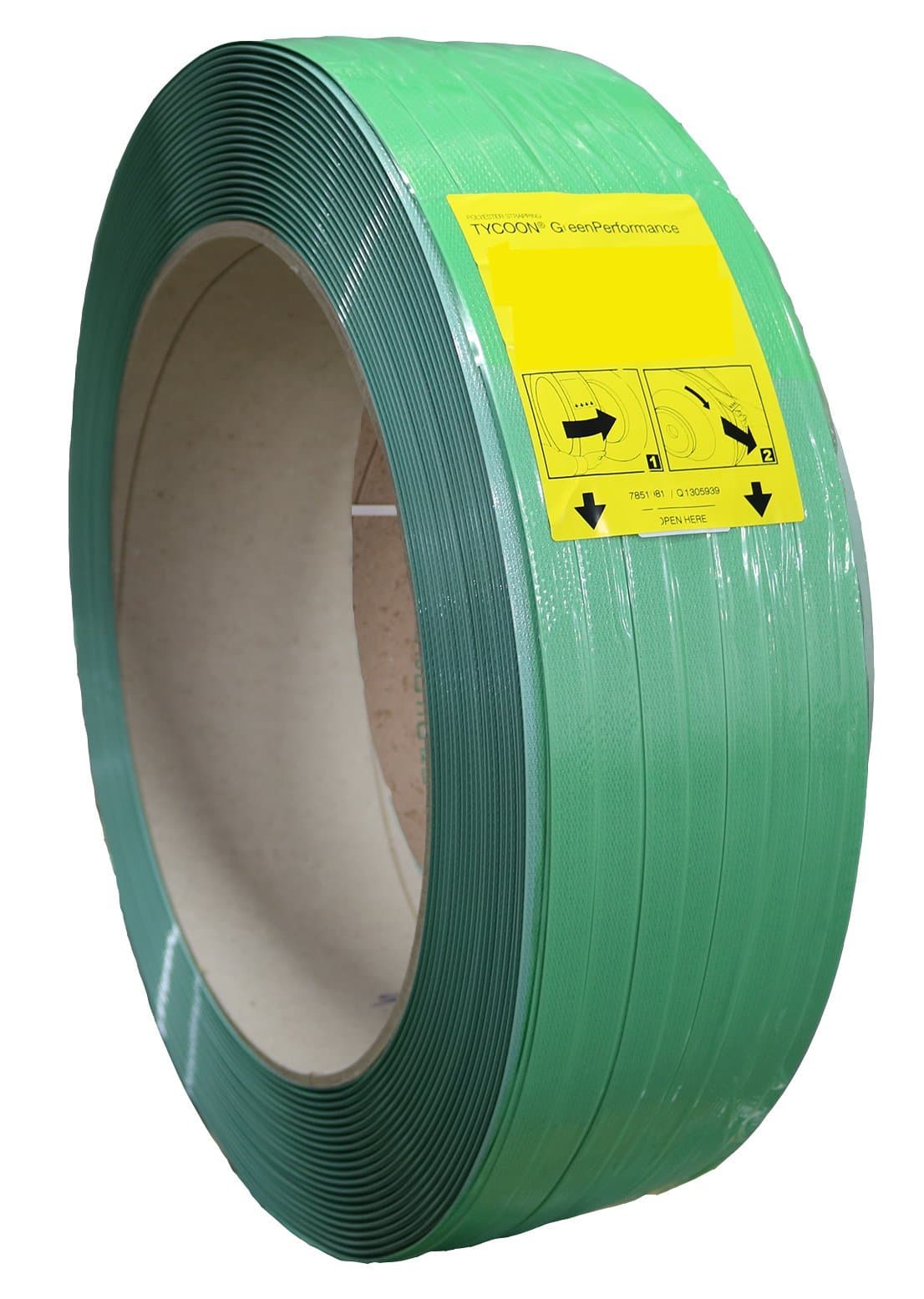 GAPCO Polyester Strapping for Friction Weld Tools, 4000' Length, 5/8" x 0.035" (PET) Strapping Roll of 16” x 6” Core Size, 1400 lbs Break Strength Green, Hand/Machine Grade1 Coil