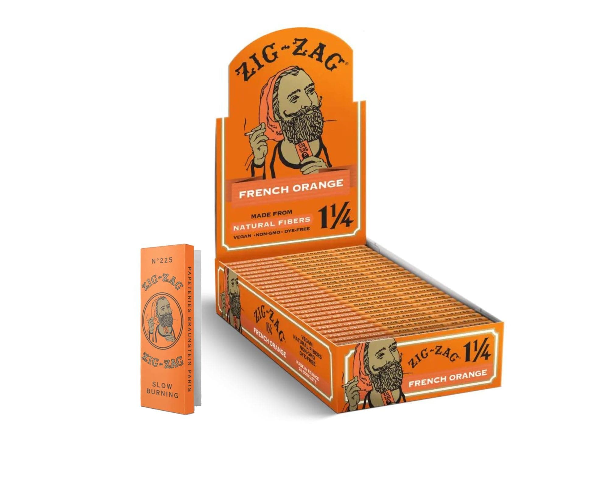 Rolling Papers - 1 1/4 French Orange Rolling Papers - Natural Gum Arabic - 78 MM - 24 Booklets with 32 Papers per Booklet