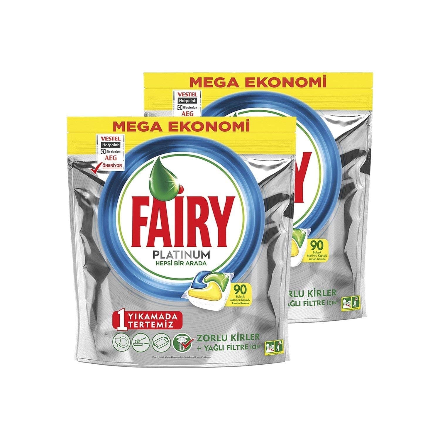 FairyDishwasher Detergent Tablets Platinum, Lemon, 180 Tablets