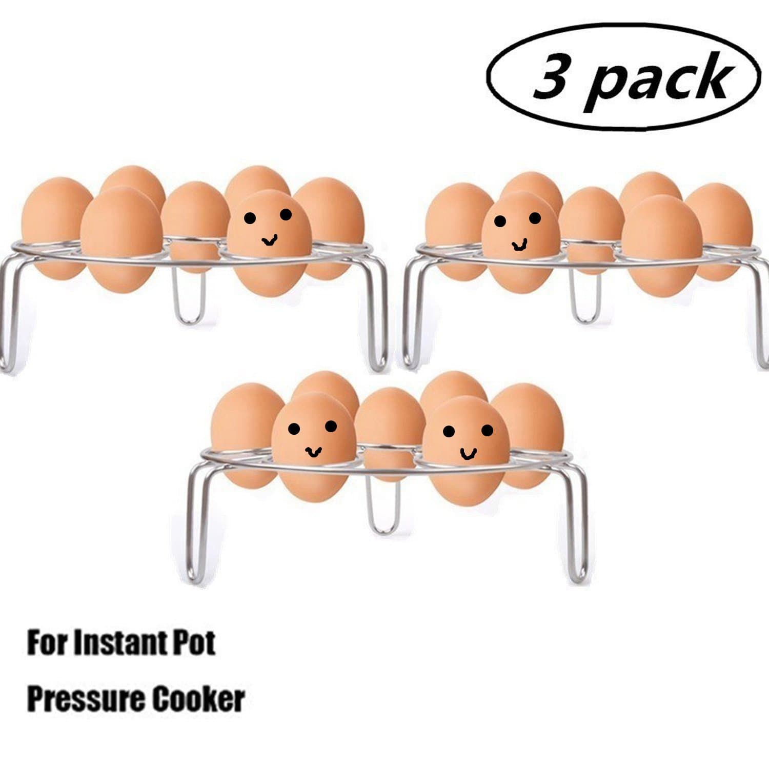 WINMI 3 Pack Egg Steaming Rack Stand Stainless Steel Steamer Racks and Egg Steamer Rack for Pressure Cooker Kitchen Cooking Steaming Holder Rack Stand Basket Set Egg Cooker Eggassist