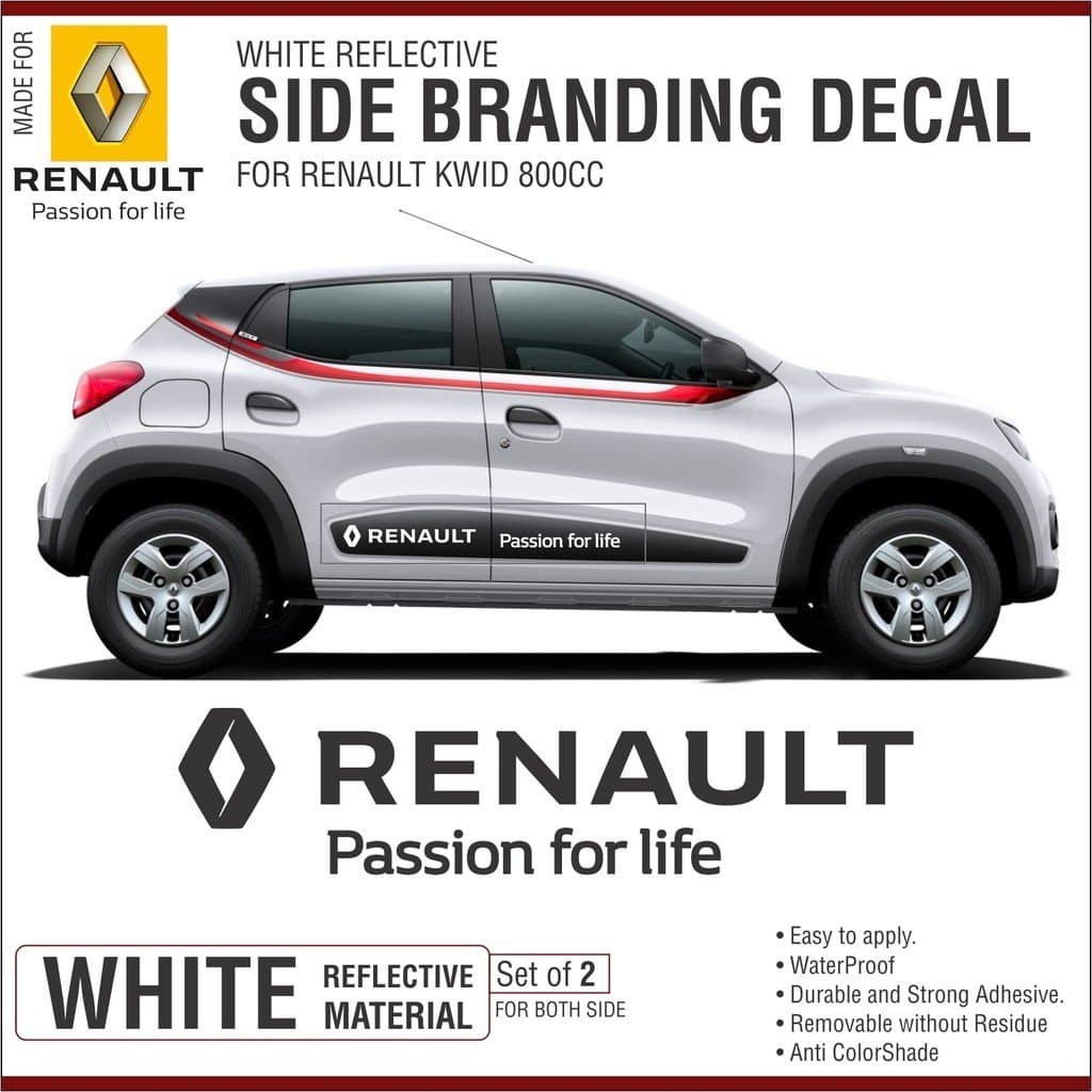 Carmetics Black Life Sticker Graphics Decals for Renault Kwid (Medium, Set of 2)