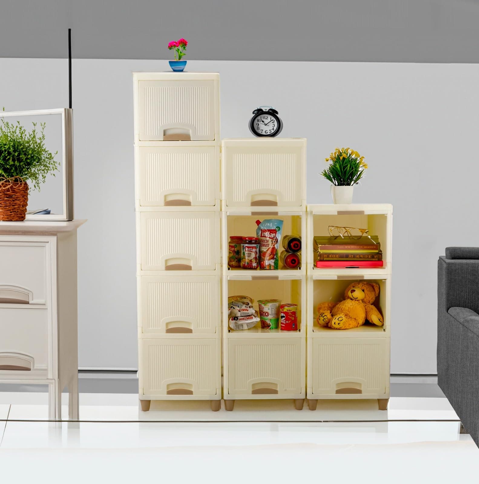 Raawan 6-Layer Plastic Cupboard for Clothes | Foldable Plastic Wardrobe Cabinet | Modular Storage Drawer Box for Clothes and Storage | Clothes Organizer for Home