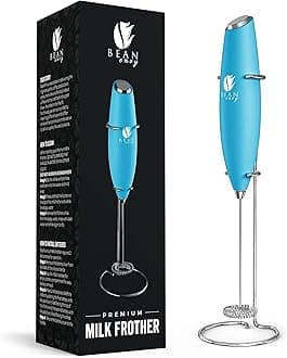 Milk Frother, Coffee Stirrers, Frother Wand, Milk Frother Handheld, Frother with stand, Hand Blender for Coffee, Lattes, Cappuccino, Matcha and Hot Chocolate – Kitchen Gifts - Light Blue