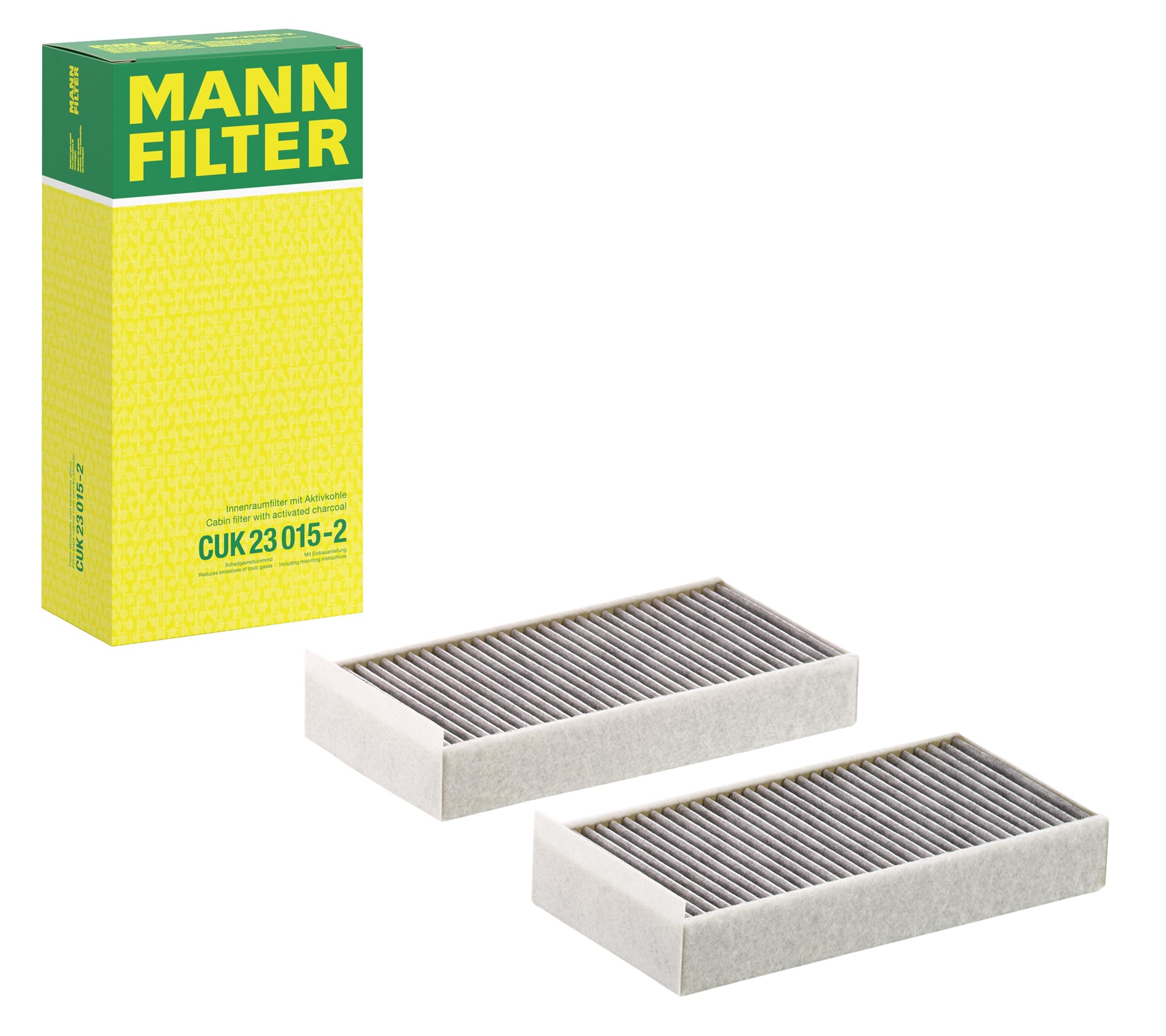 MANN-FILTER CUK 23 015-2 Cabin Air Filter - Pollen Filter with Activated Carbon