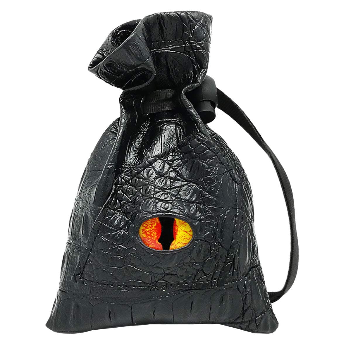 Haxtec Dragon Eye Dice Bag Drawstring Leather Dice Bag for DND Dungeons and Dragons TTRPG Fire-Red Yellow Eye