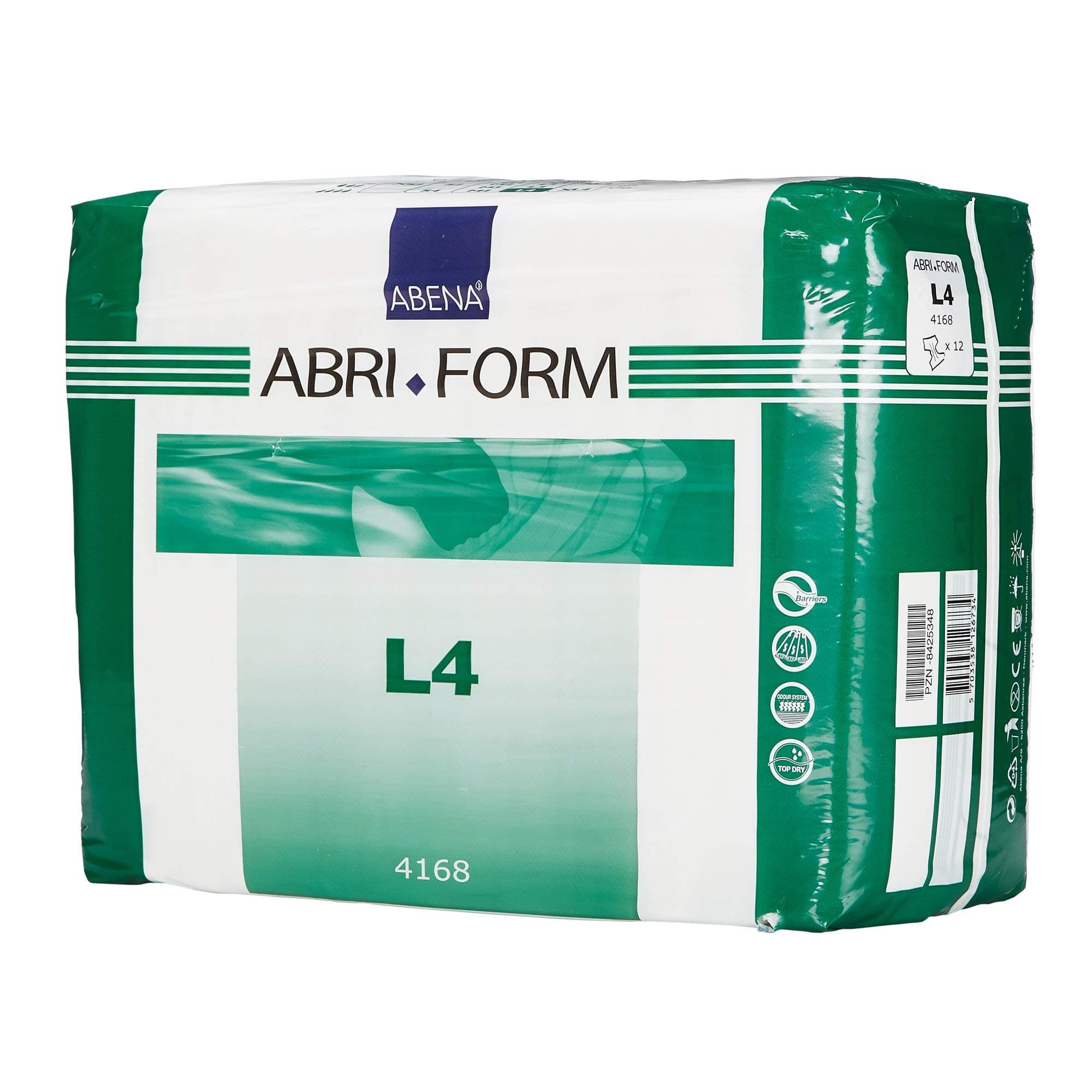 Abena Abri-Form Comfort Plastic-Backed Briefs, Level 4, (Medium To Large Sizes) Large, 12 Count