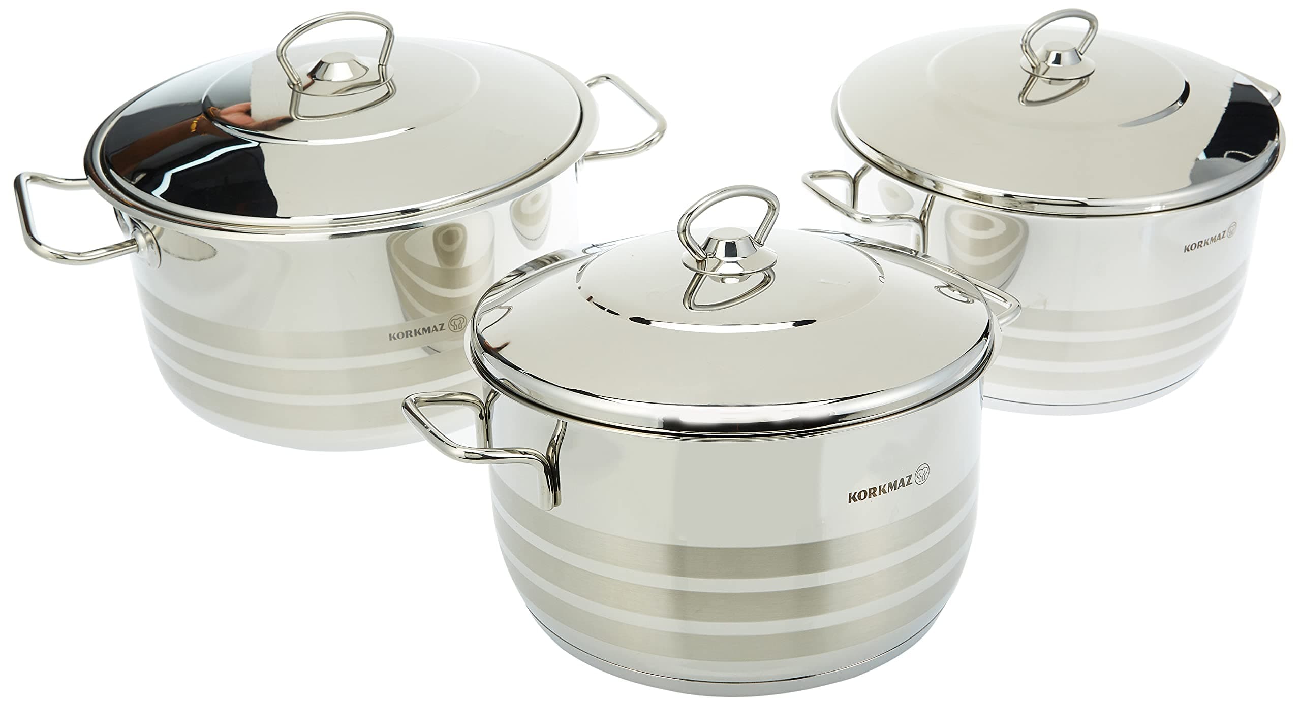 Korkmaz Mega Plus 6Pc 262832 Cookware Set, Silver, A1888