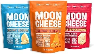 Variety Pack, Cheddar, Gouda & Pepper Jack, Crunchy, Protein-Rich Cheese Snack, Gluten Free, Keto Friendly, 100% Real Cheese, 2 Ounce (Pack of 3)
