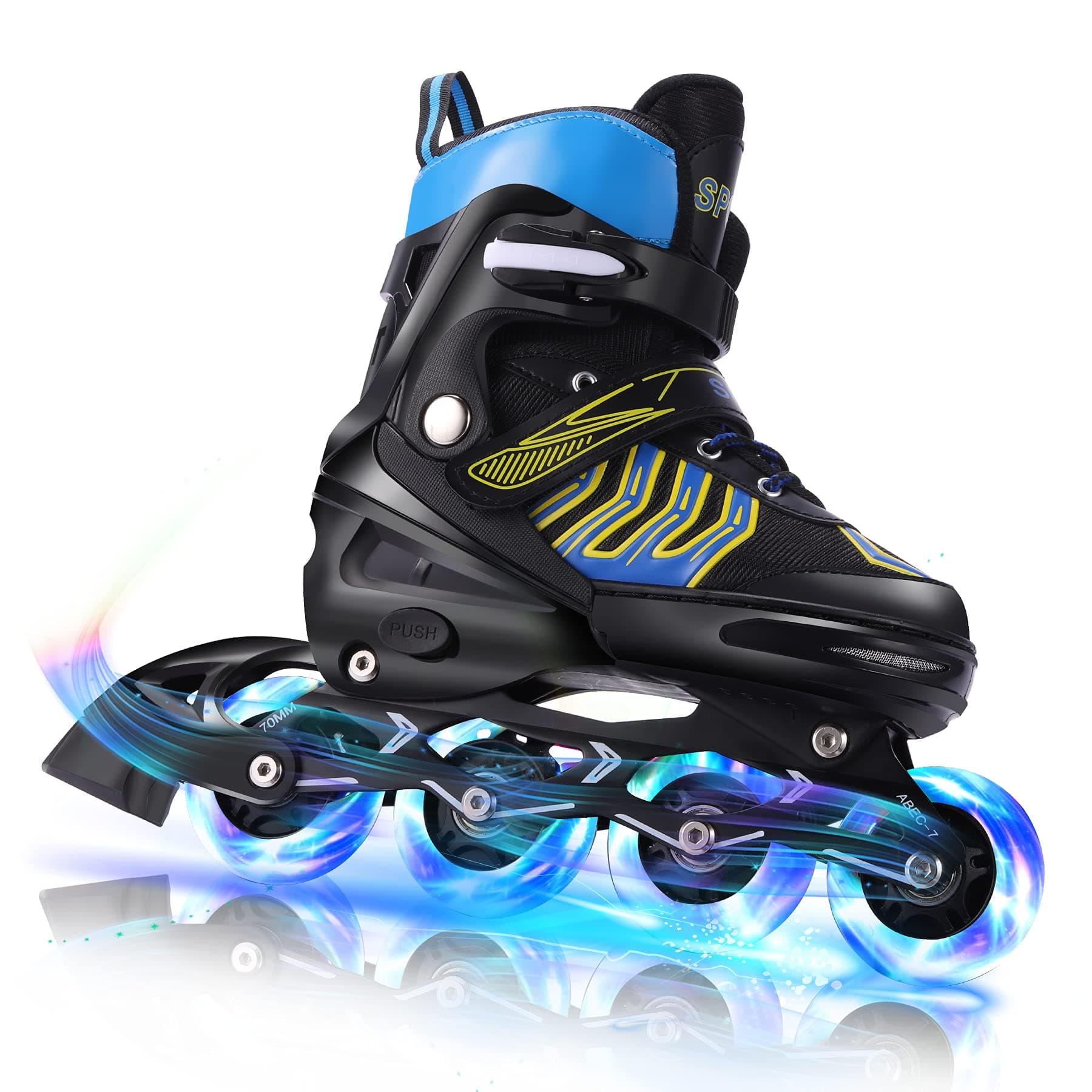 WeSkate Adjustable Inline Skates with 8 Light Up Wheels，Roller Blades for Boys Girls Outdoor and Indoor Use，Rollerblades for Beginner Children Toddlers with ABEC-7