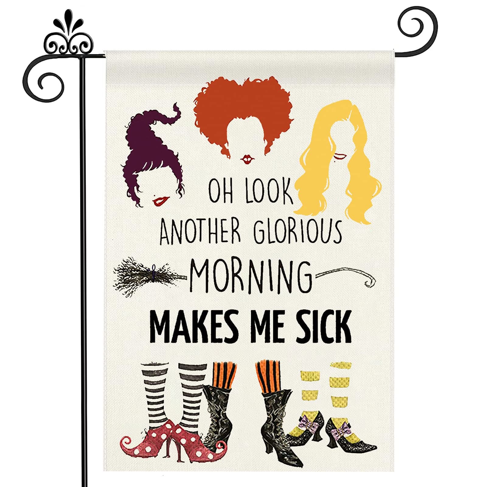 Double Sided Hocus Pocus Decor Flag for Halloween Witch Sisters Yard Outdoor Decorations - 12.5 x 18 Inch