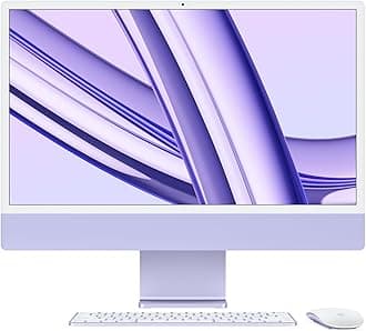 Apple 2023 iMac All-in-One Desktop Computer with M3 chip: 8-core CPU, 10-core GPU, 24-inch Retina Display, 8GB Unified Memory, 256GB SSD Storage, Matching Accessories. Works with iPhone/iPad; Purple