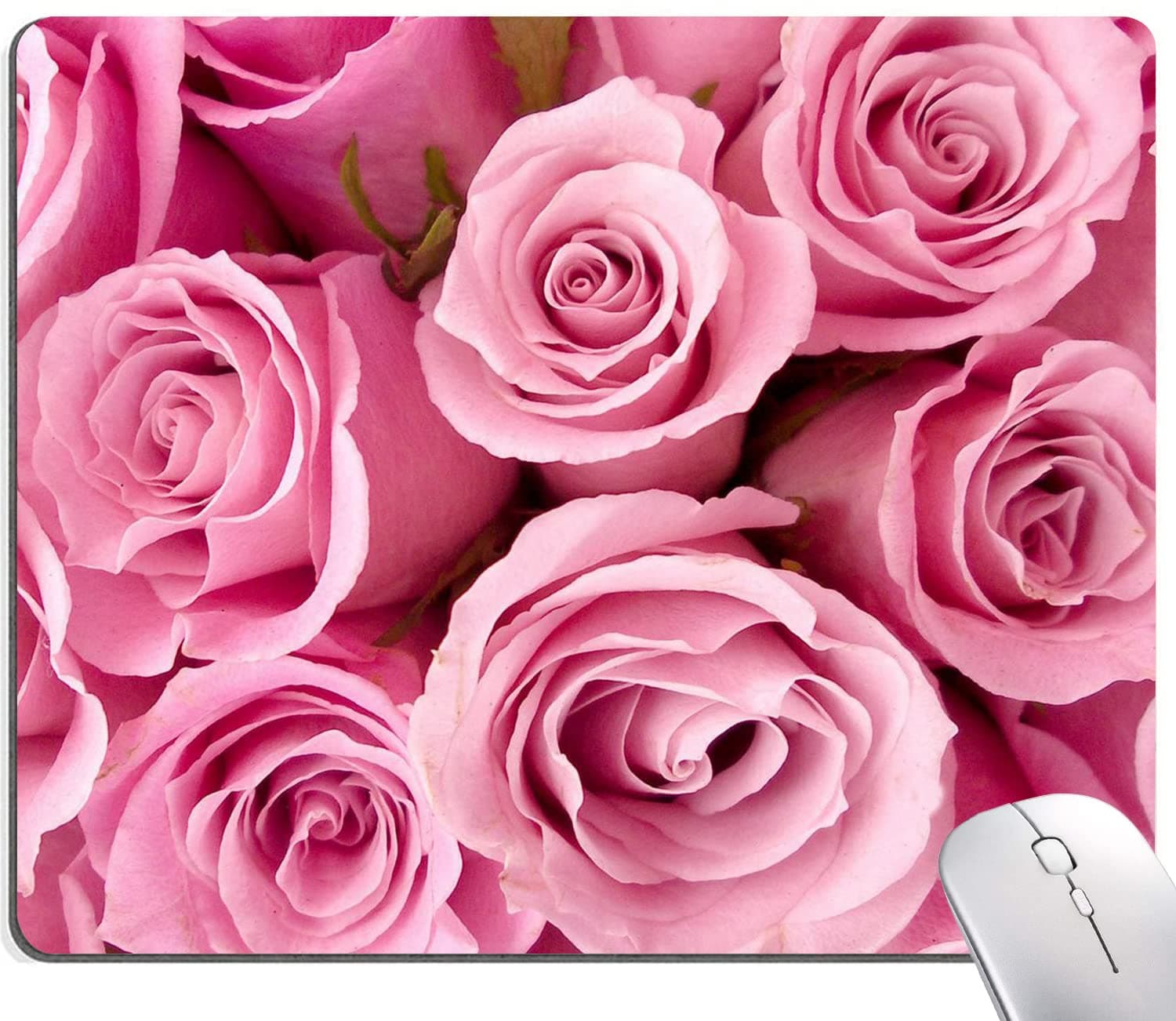 IMAYONDIA Pink Rose Mouse Pad, Waterproof Non-Slip Rubber Base Mouse Pad for Computer Laptop