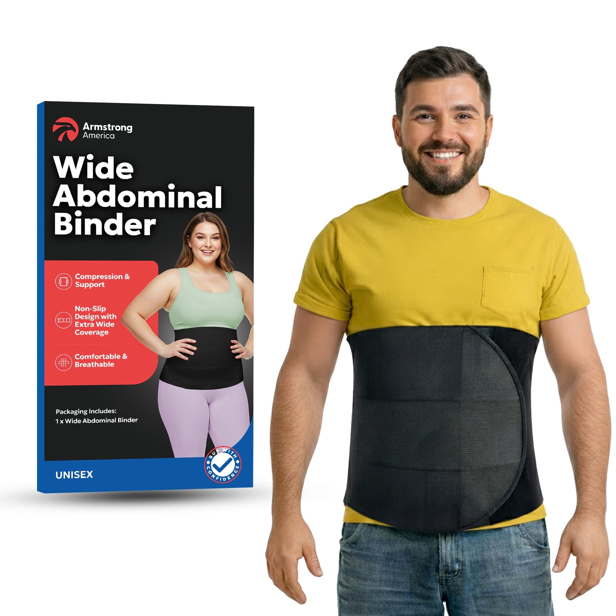 Plus Size Abdominal Binder Post Surgery Tummy Tuck | Postpartum Belly Band Wrap | Post C Section Belly Binder | Stomach Compression Hernia Belt For Men or Women After Pregnancy, Hysterectomy (4XL)