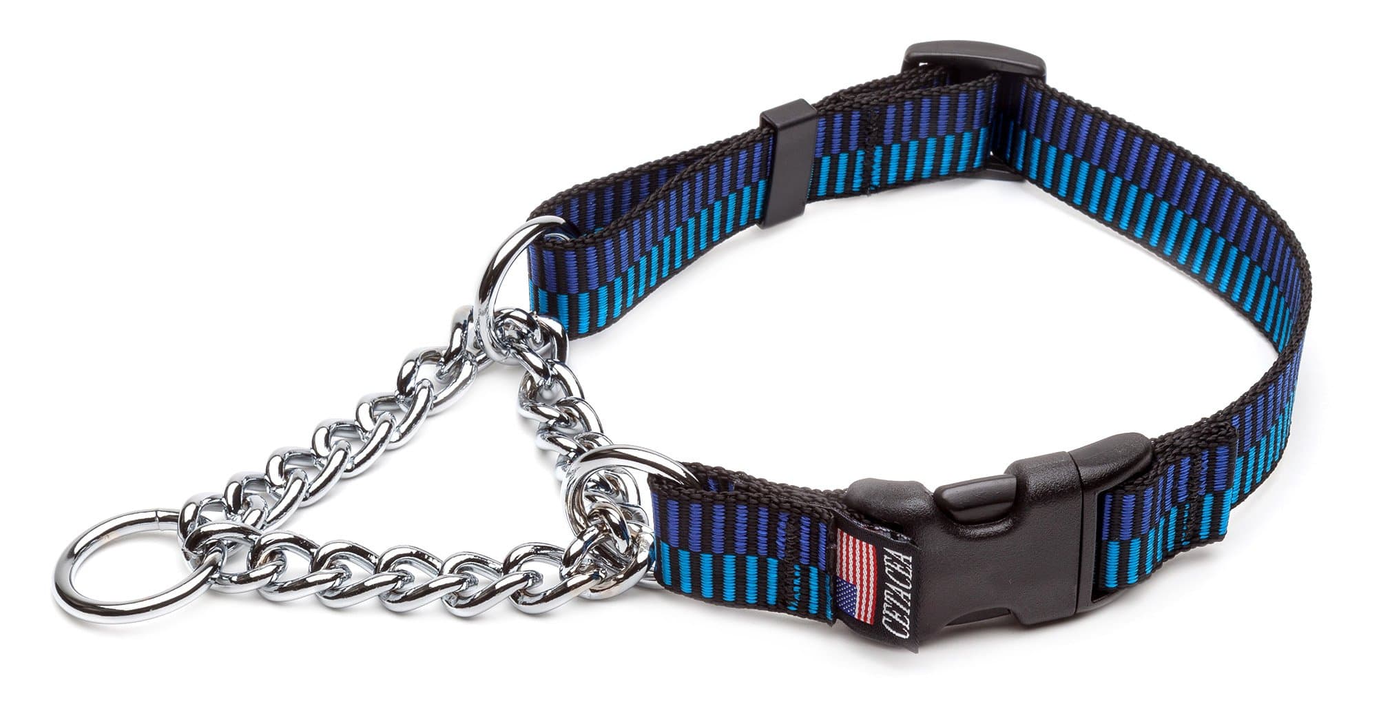Cetacea Chain Martingale Dog/Pet Collar with Quick Release, Step 1, Small, Blue