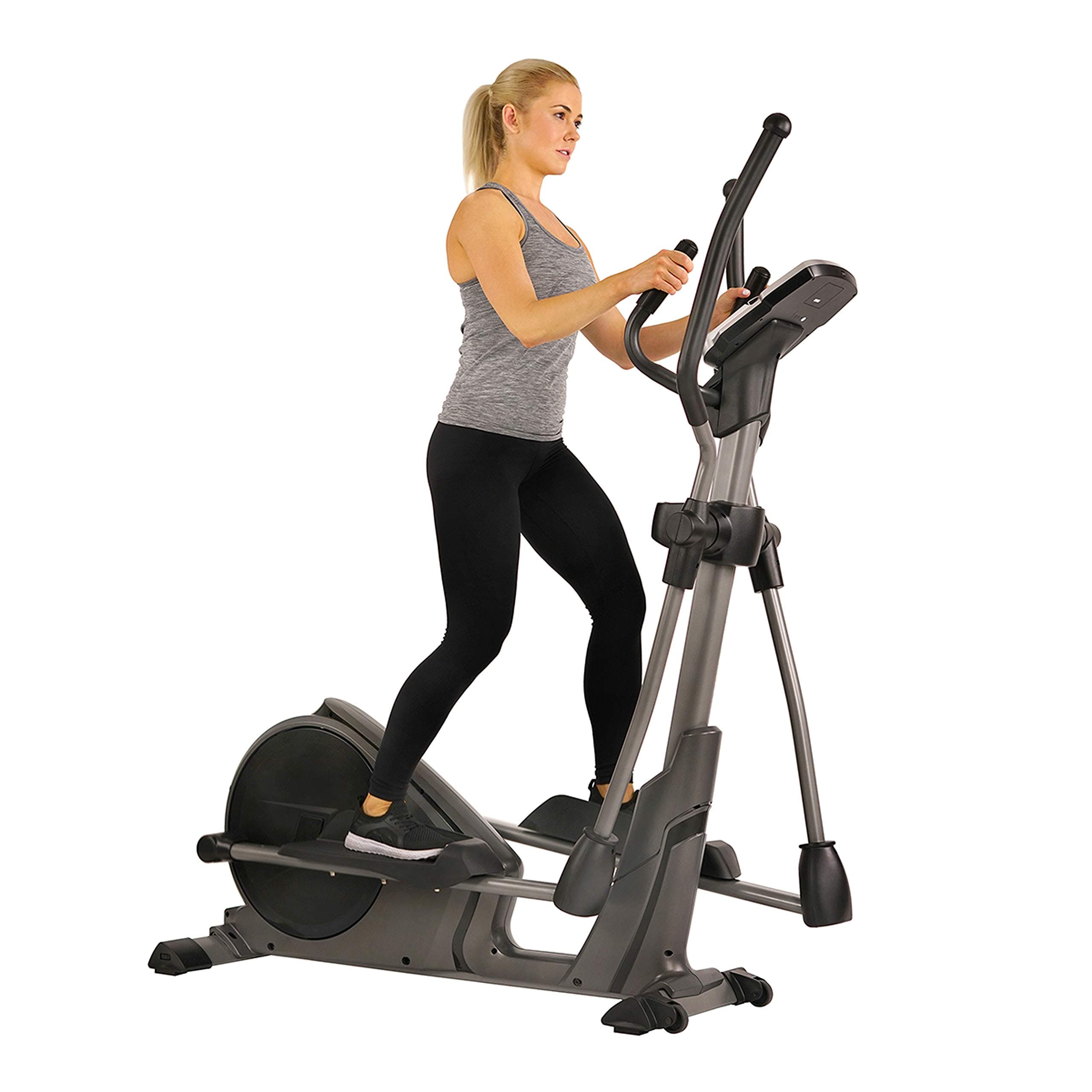 Elliptical Machine with Extended Stride, Ultra Quiet 300 lbs Capacity Cross Training Cardio Fully Body Exercise for Home, Sunny Fit App Access, Optional 12" or 16" Stride Length