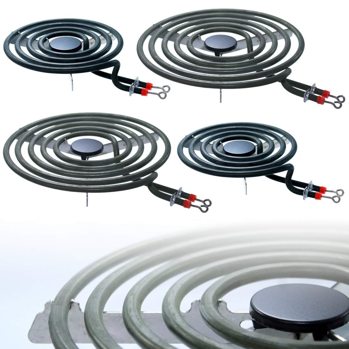 Electric Stove Burners MP22YA Range Surface Burner Element Coil Unit Set - 2 pcs MP15YA 6" and 2 pcs MP21YA 8" Replacement Parts Compatible for Kenmore Electric Range Stove