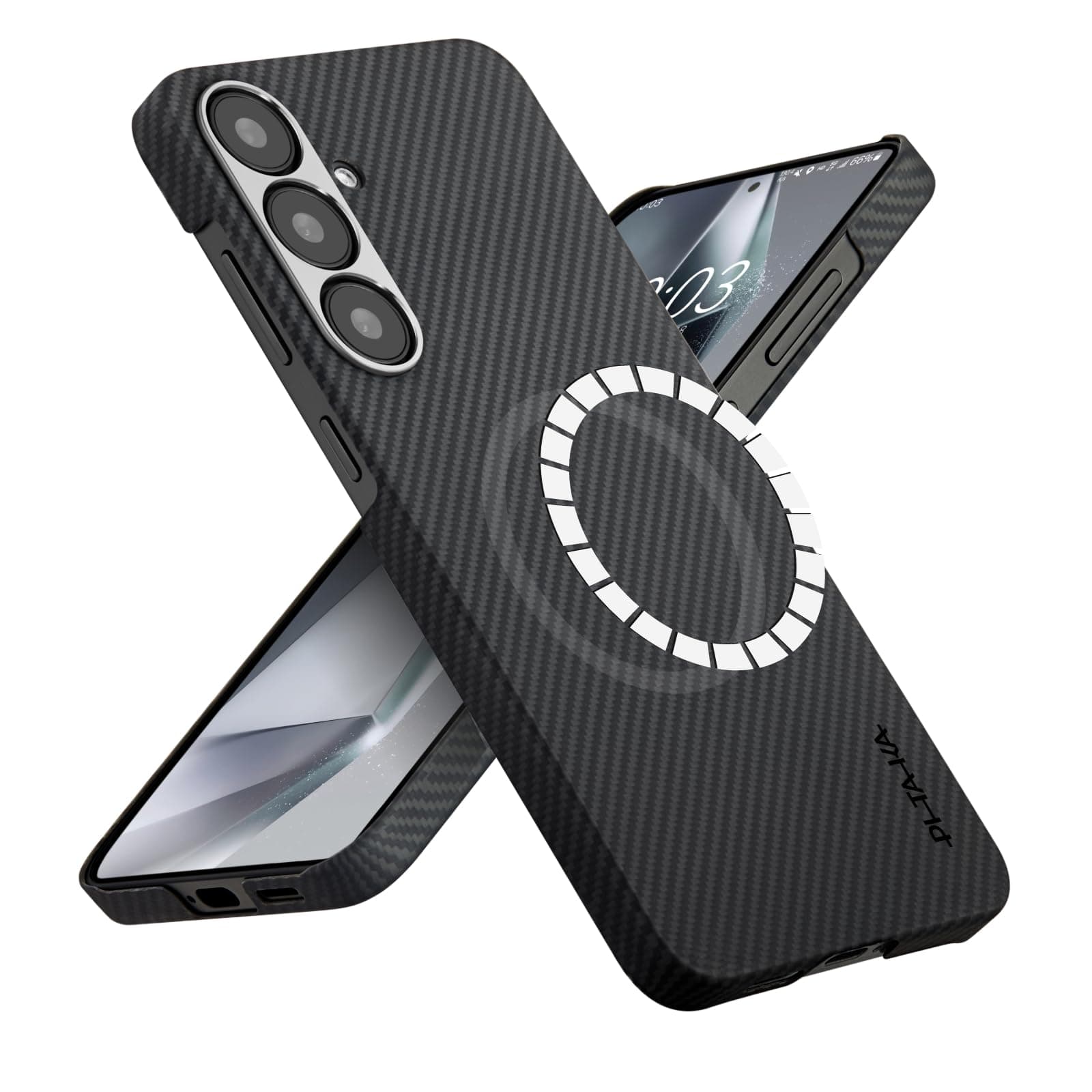 for S25 Plus Case, 6.7 Inch, Compatible with MagSafe, Slim & Light Samsung Galaxy S25 Plus Case, 600D Aramid Fiber Made [Ultra-Slim Case - Black/Gray]