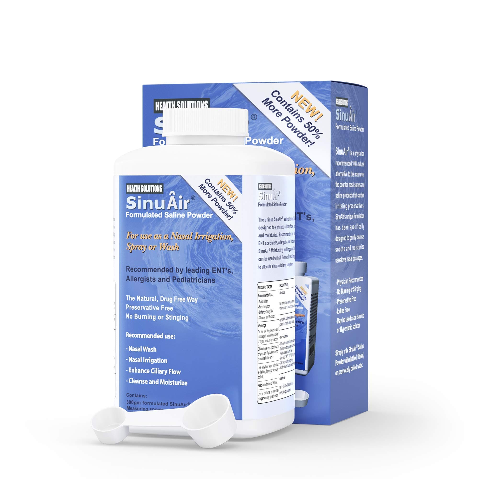 SinuPulse Elite SinuAir Sinus Rinse Salt Solution - Saline Powder for SinuPulse System, Neti Pot Flush, Nasal Wash Squeeze Bottle, & Nose Irrigation for Sinuses, 300g