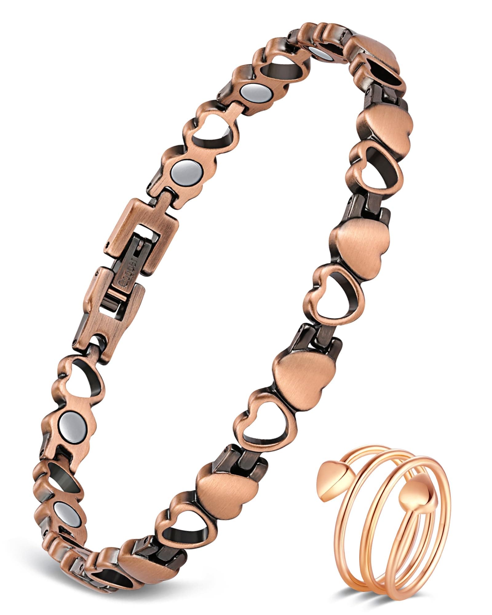 Feraco Copper Bracelet for Women 99.99% Solid Copper Magnetic Bracelets, Unique X Shape Links, Magnetic Field Therapy Jewelry Gifts