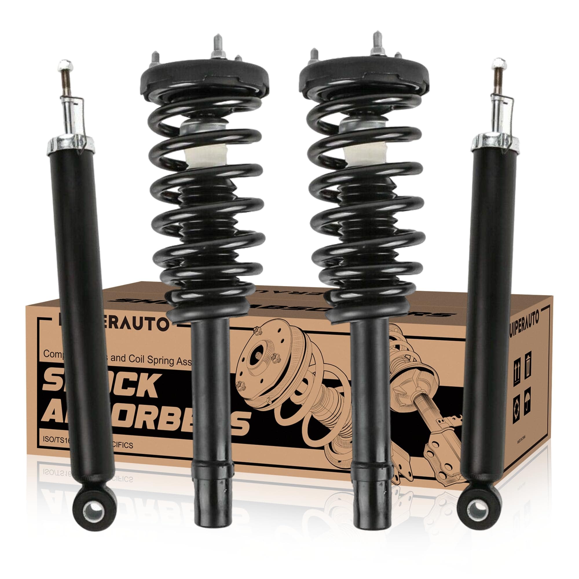 KUIPERAUTO 4PCS Rear and Front Struts Shocks Absorbers Compatible for 2006-2010 Hyundai Sonata Azera 172281 349060