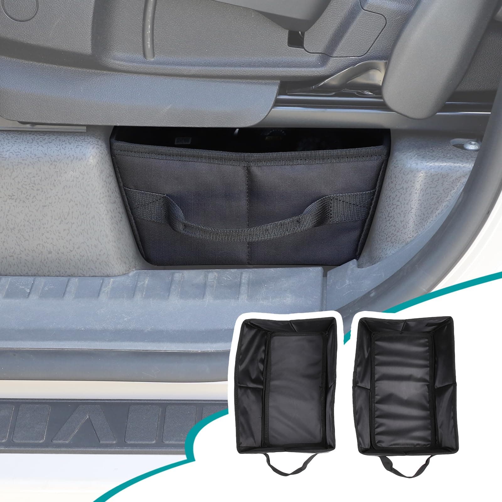2PCS Car Front Under Seat Storage Organizer Compatible with Ineos Grenadier 2020-2026 Oxford Cloth Under Seat Storage Box Interior Accessories,Applicable to both left and right (Black)