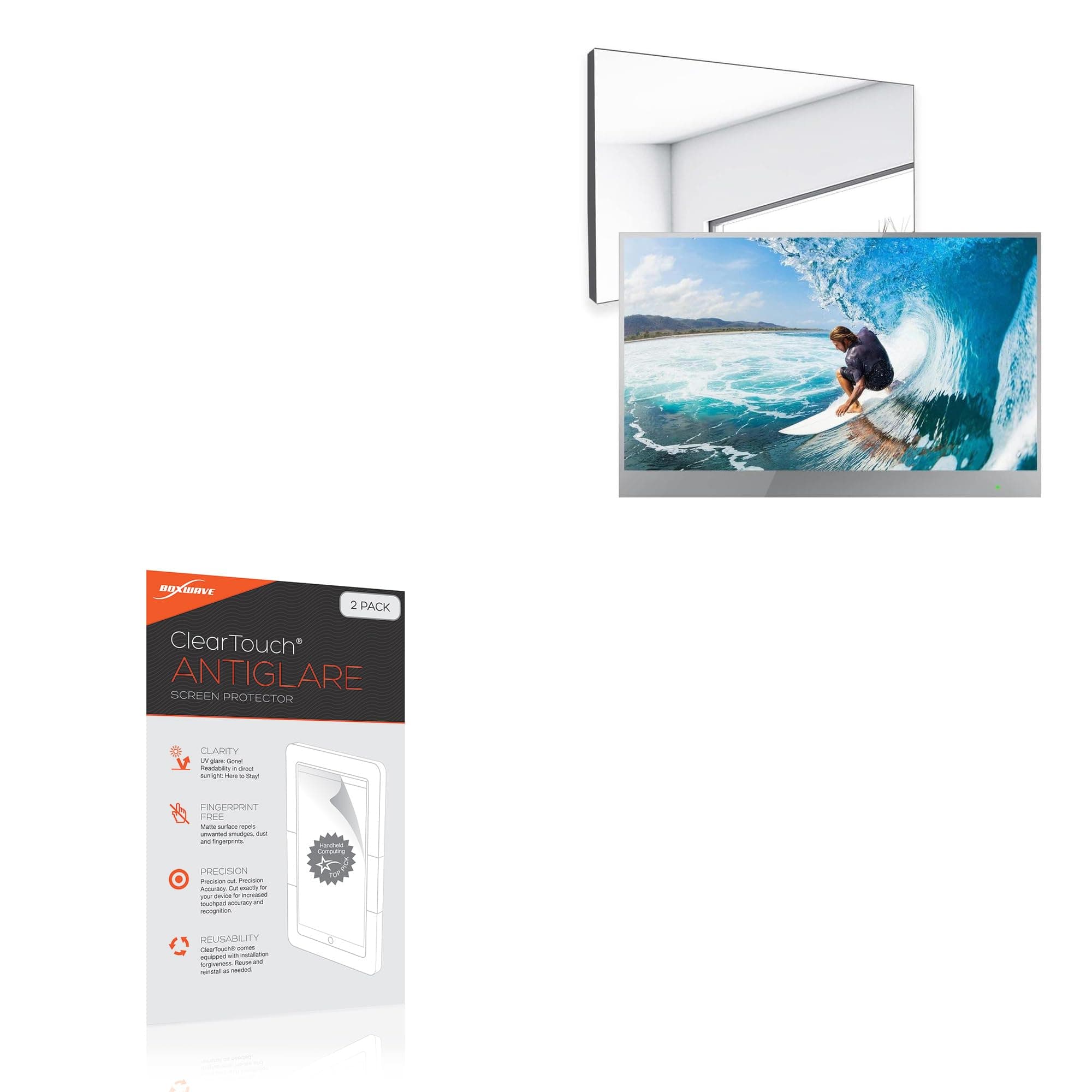 BoxWaveScreen Protector Compatible with elecsung 22 in Smart Mirror Bathroom TV - ClearTouch Anti-Glare (2-Pack), Anti-Fingerprint Matte Film Skin