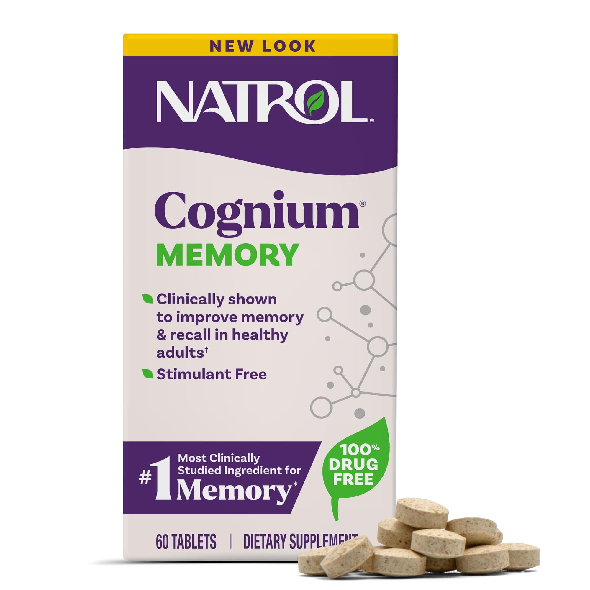 Cognium Memory Tablets, Brain Health Support Supplement, Keeps Memory Strong, Clinically Shown to Improve Memory and Recall in Healthy Adults, Safe and Stimulant Free, 100mg, 60 Tablets
