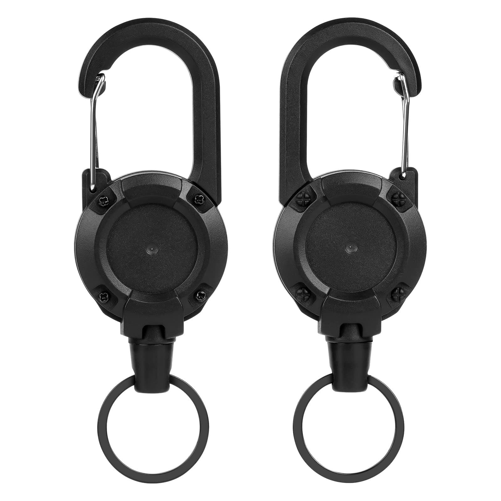 AOMIG 2 Pack Retractable Keychain, Multitool Carabiner Badge Holder, Retractable ID Badge Clip Reel, Retractable Key Chain