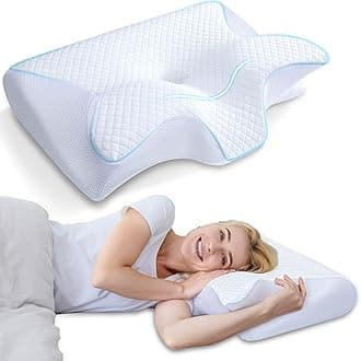 Memory Foam Cervical Pillow, 2 in 1 Ergonomic Contour Orthopedic Pillow for Neck Pain, Contoured Support Pillows for Side Back Stomach Sleepers